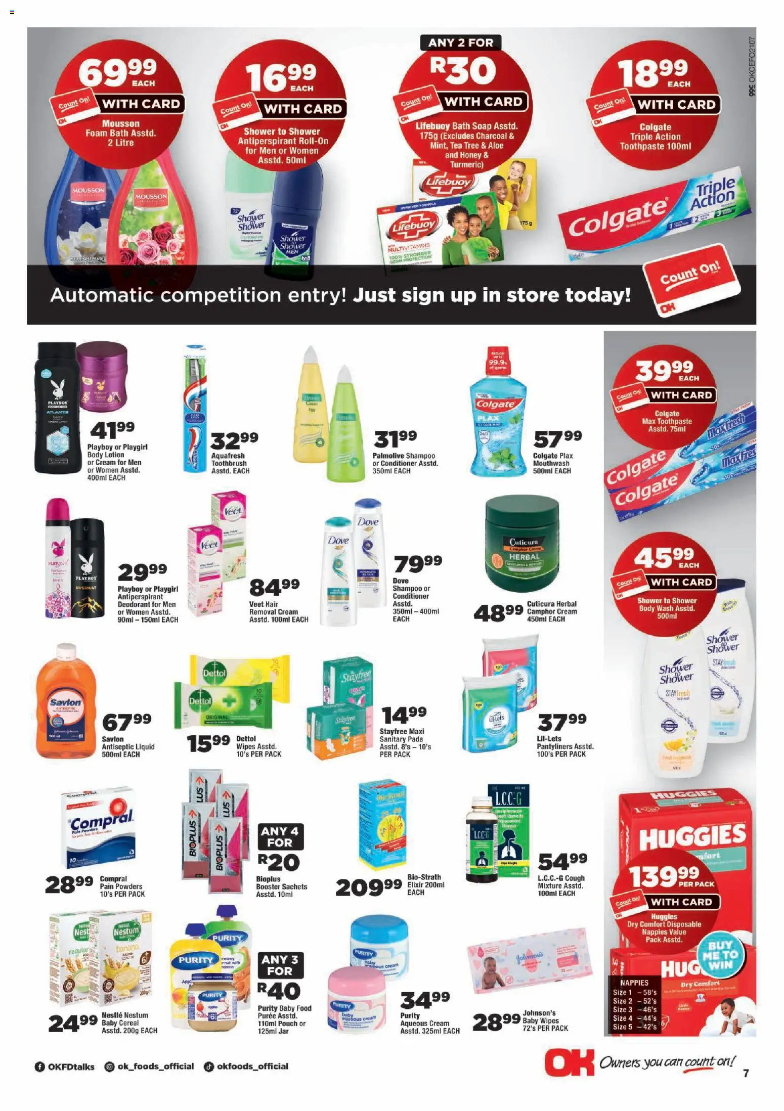 New OK Foods catalogue – valid from 15/07/2026 | Page: 7 | Products: Bath, Deodorant, Antiperspirant, Foam