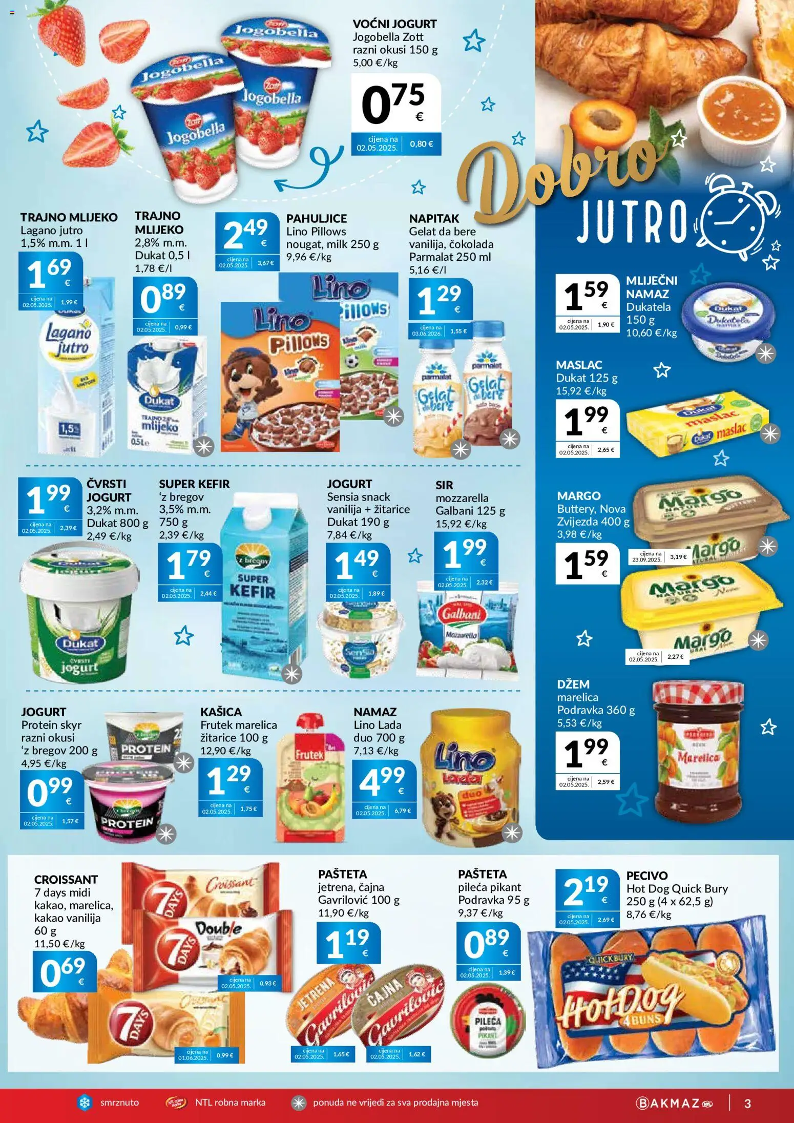 Bakmaz katalog | vrijedi od 19.08.2026 | Stranica: 3 | Proizvodi: Mliječni namaz, Pašteta, Kakao, Lino