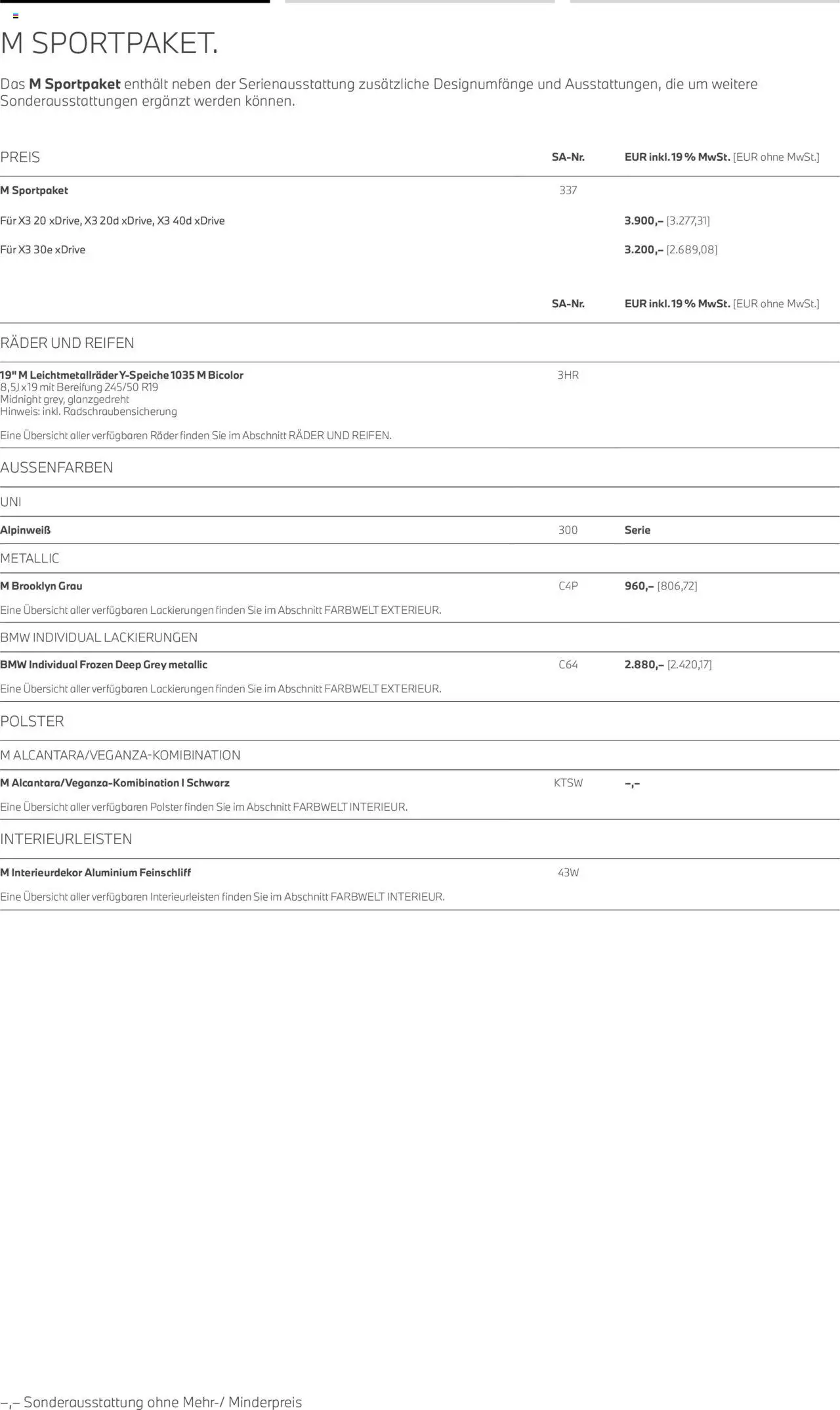 BMW X3  – gültig ab 01.08.2025 | Seite: 9