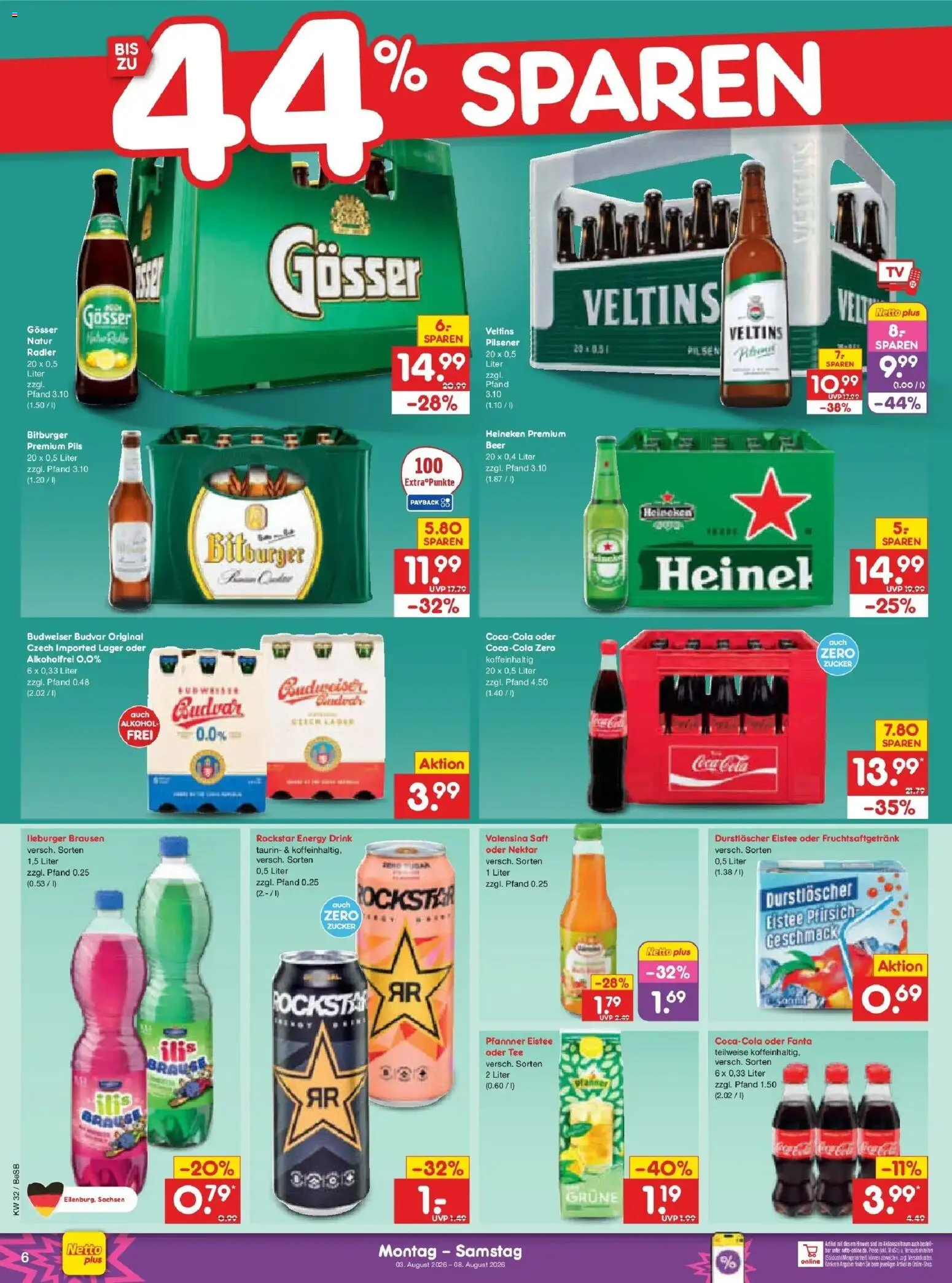 Netto Marken-Discount Prospekt Berlin-Prenzlauer Berg – gültig ab 03.08.2026 | Seite: 10 | Produkte: Rockstar, Valensina, Budweiser, Veltins