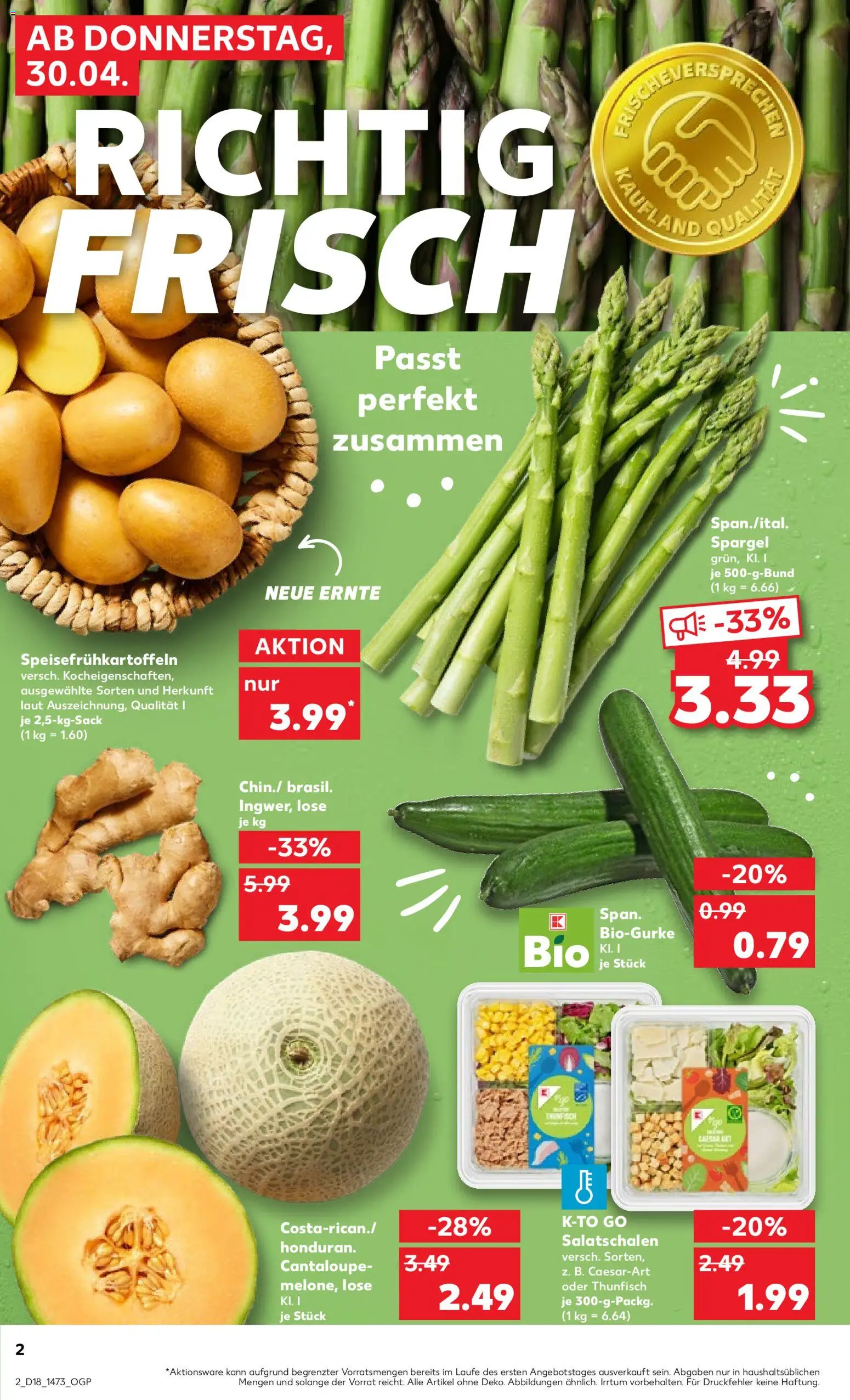 Kaufland Prospekt Rostock	 – gültig ab 30.04.2026 | Seite: 2 | Produkte: Thunfisch, Spargel