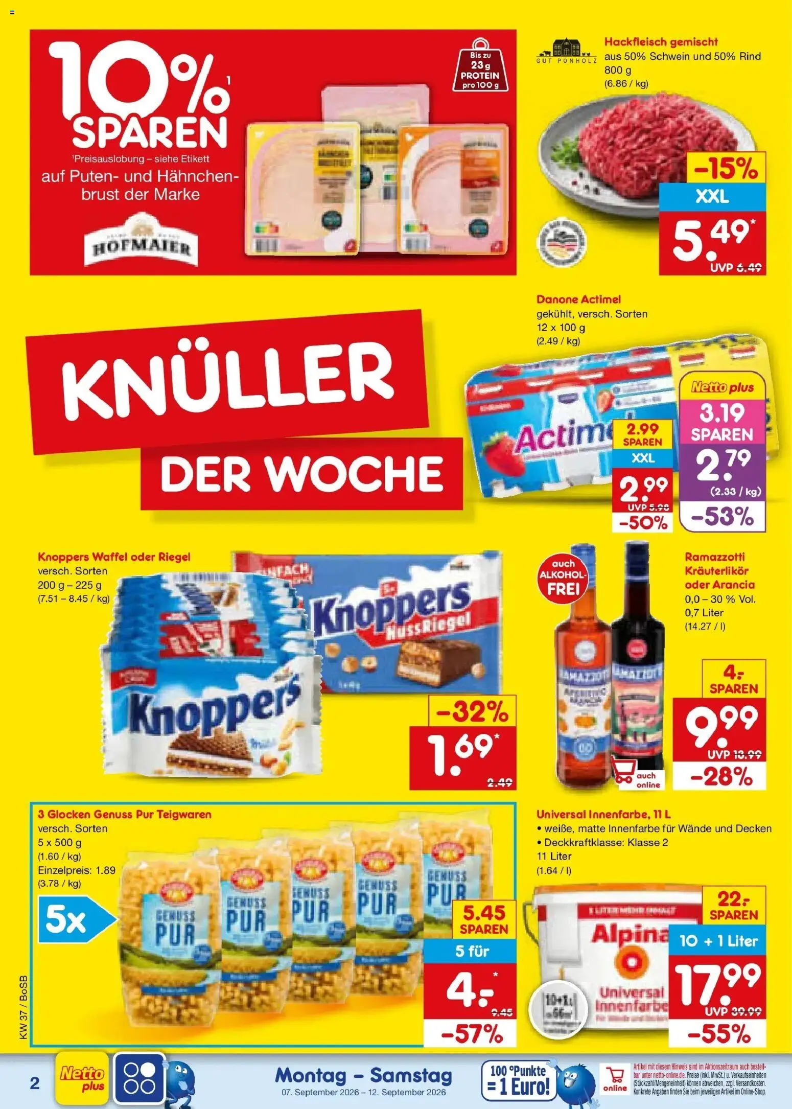 Netto Marken-Discount Prospekt Bochum – gültig ab 07.09.2026 | Seite: 4 | Produkte: Hahnchen, Actimel, Knoppers, Ramazzotti