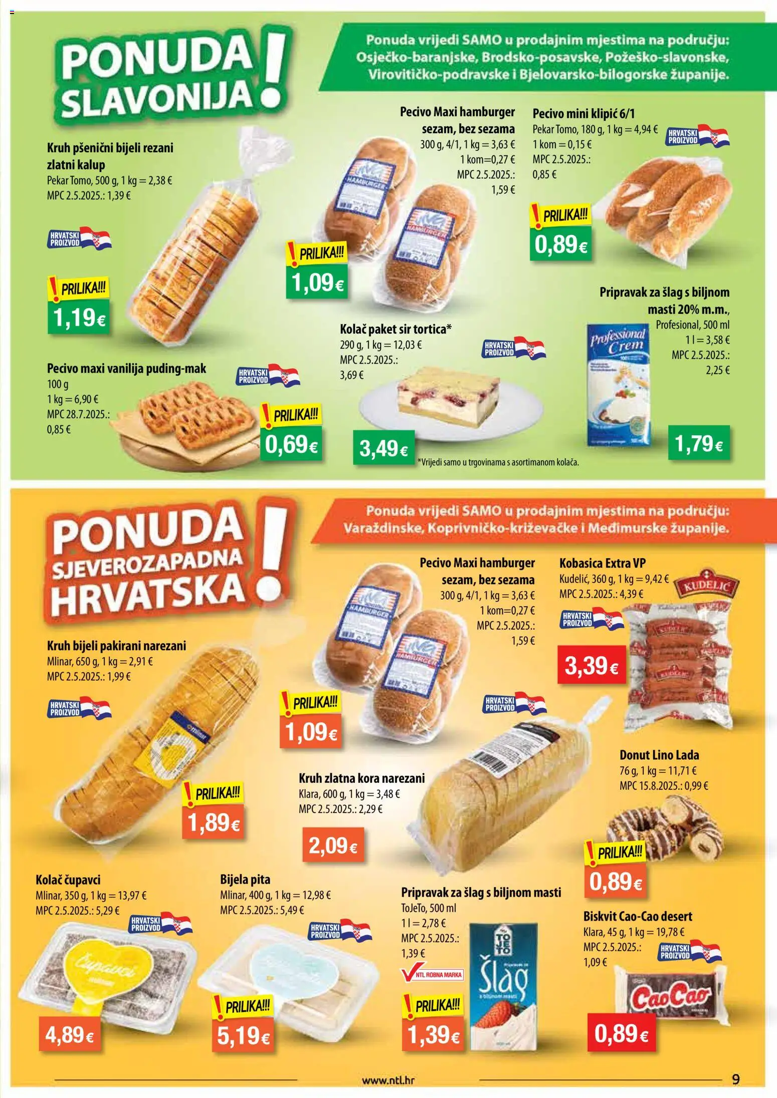 NTL katalog | vrijedi od 15.07.2026 | Stranica: 9 | Proizvodi: Sir, Kruh, Pita, Pecivo