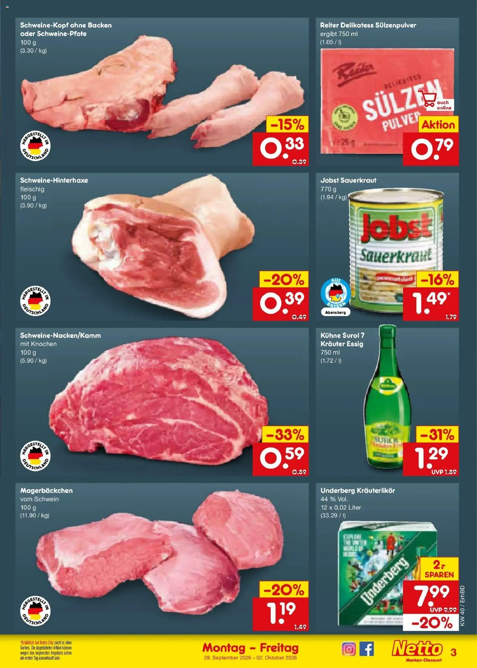 Netto Marken-Discount Prospekt Ergolding – gültig ab 28.09.2026 | Seite: 47 | Produkte: Essig, Underberg