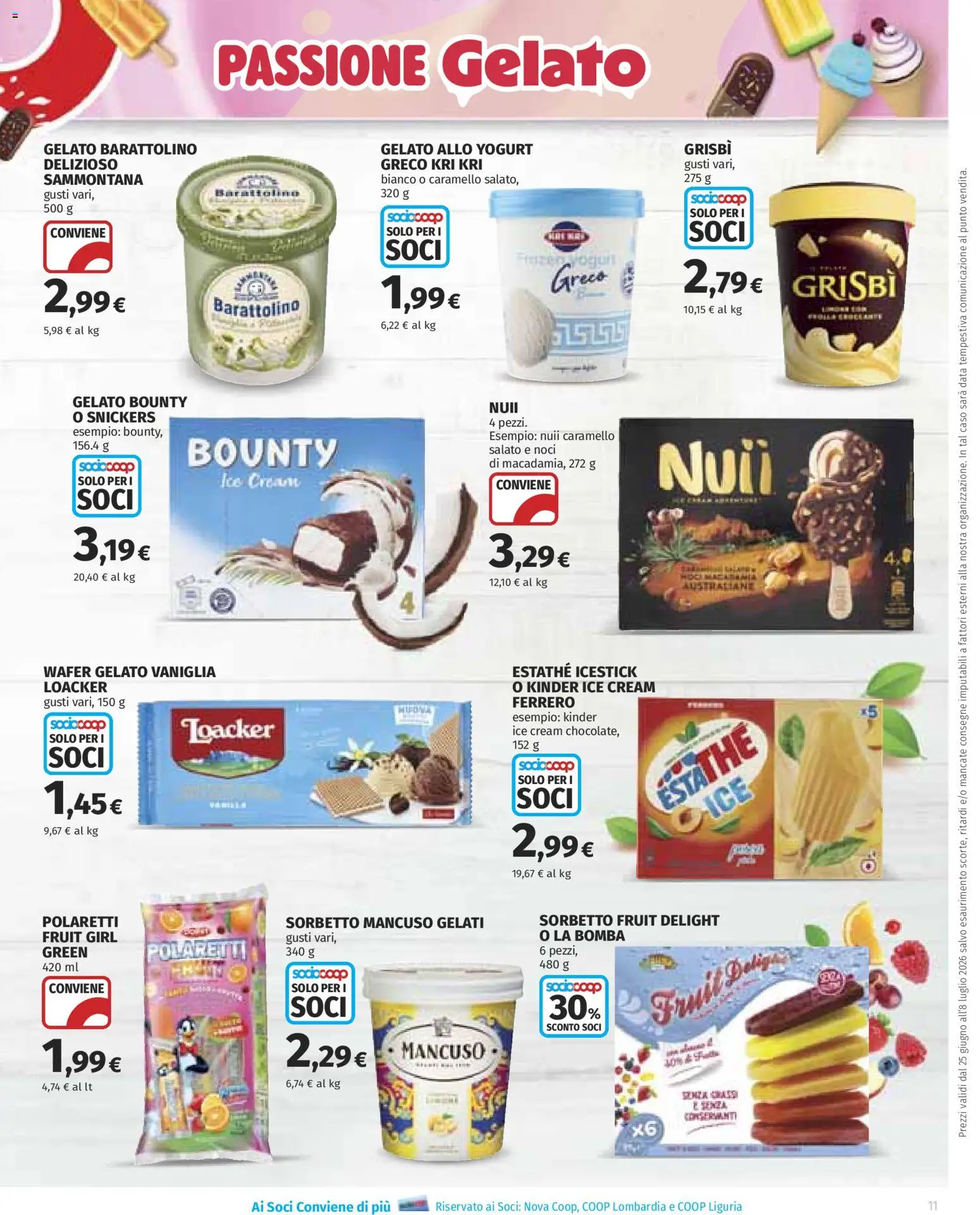 Volantino COOP del 25/06/2026 | Pagina: 11 | Prodotti: Yogurt, Gelato, Noci, Data