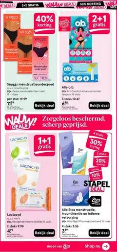 Etos folder - Voorbeeld van een folder van Etos, geldig van 21-09-2026 | Pagina: 57 | Producten: Kan, Maandverband, Ondergoed, Tampons