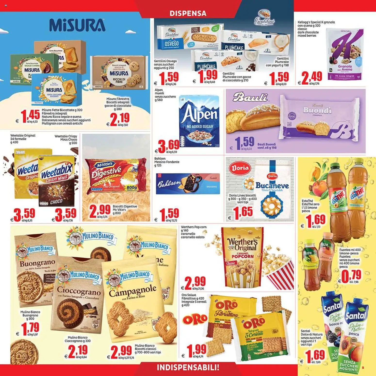 Volantino Elite Supermercati del 31/07/2026 | Pagina: 5 | Prodotti: Farina, Pesca, The, Fette biscottate