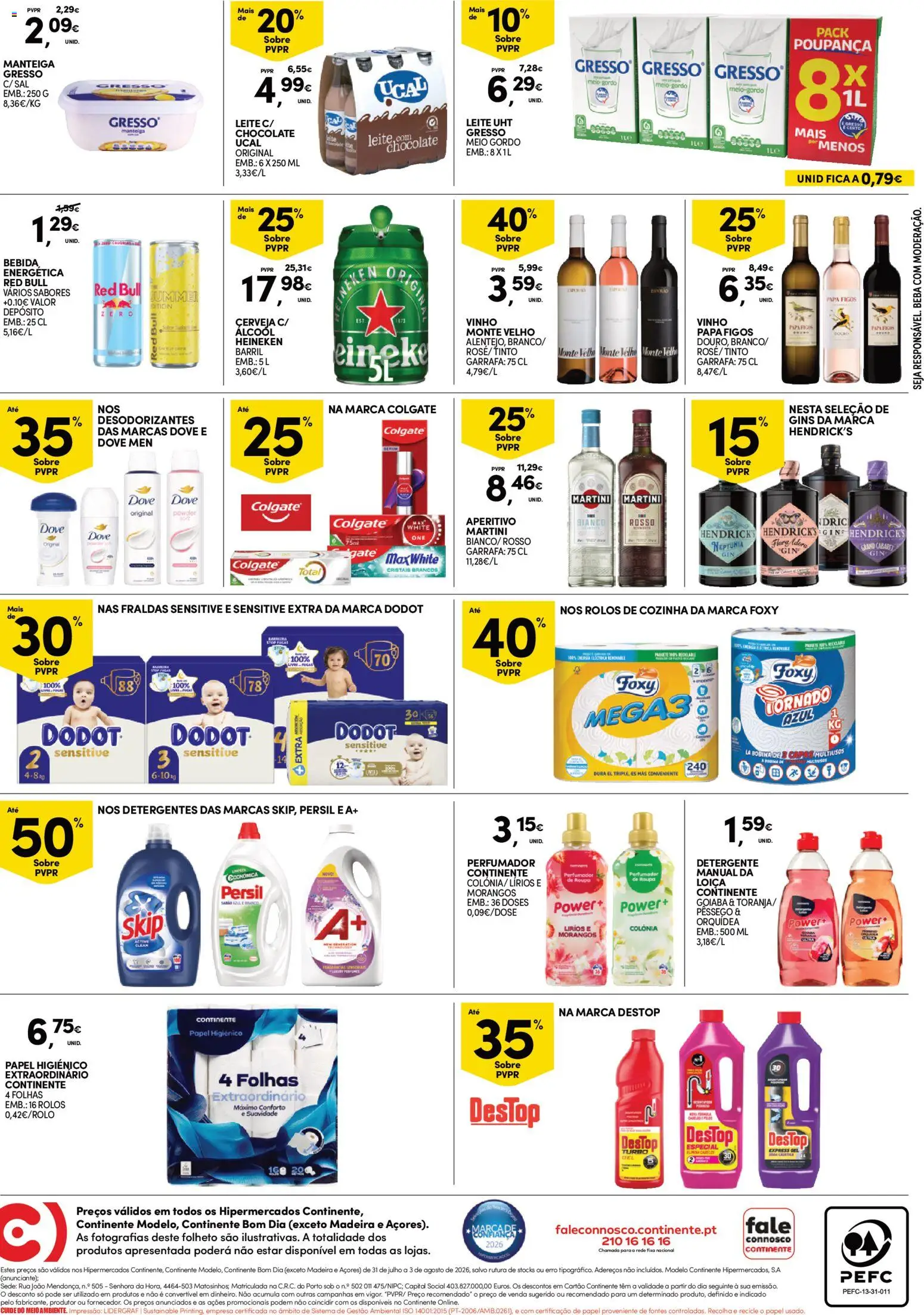 Continente Fim de Semana à Continente │ válido de 31/07/2026 | Página: 4 | Produtos: Detergente, Chocolate, Persil, Bebida