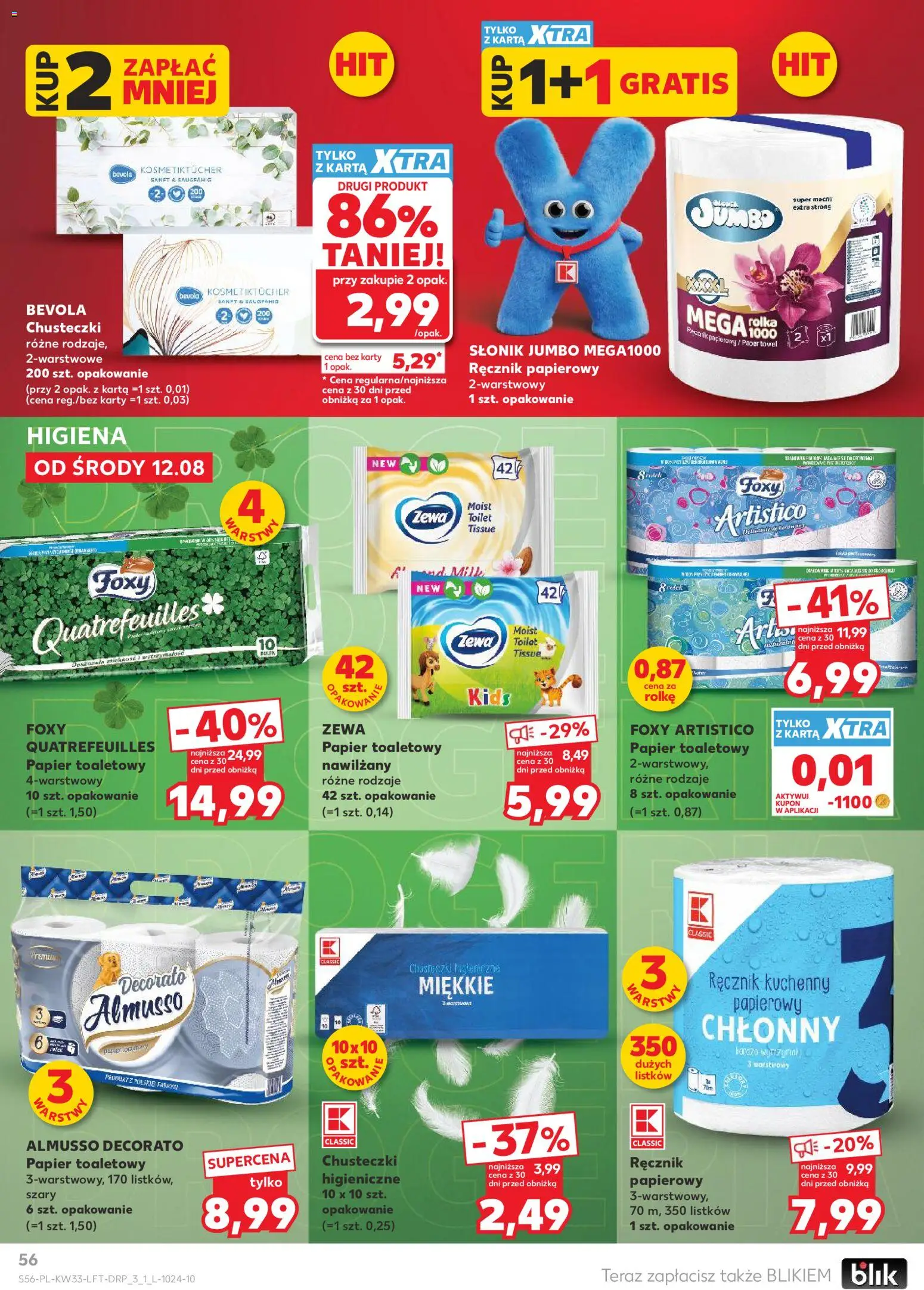 Kaufland gazetka od 12.08.2026 | Strona: 56 | Produkty: Karta, Papier toaletowy, Chusteczki higieniczne, Papier toaletowy nawilżany
