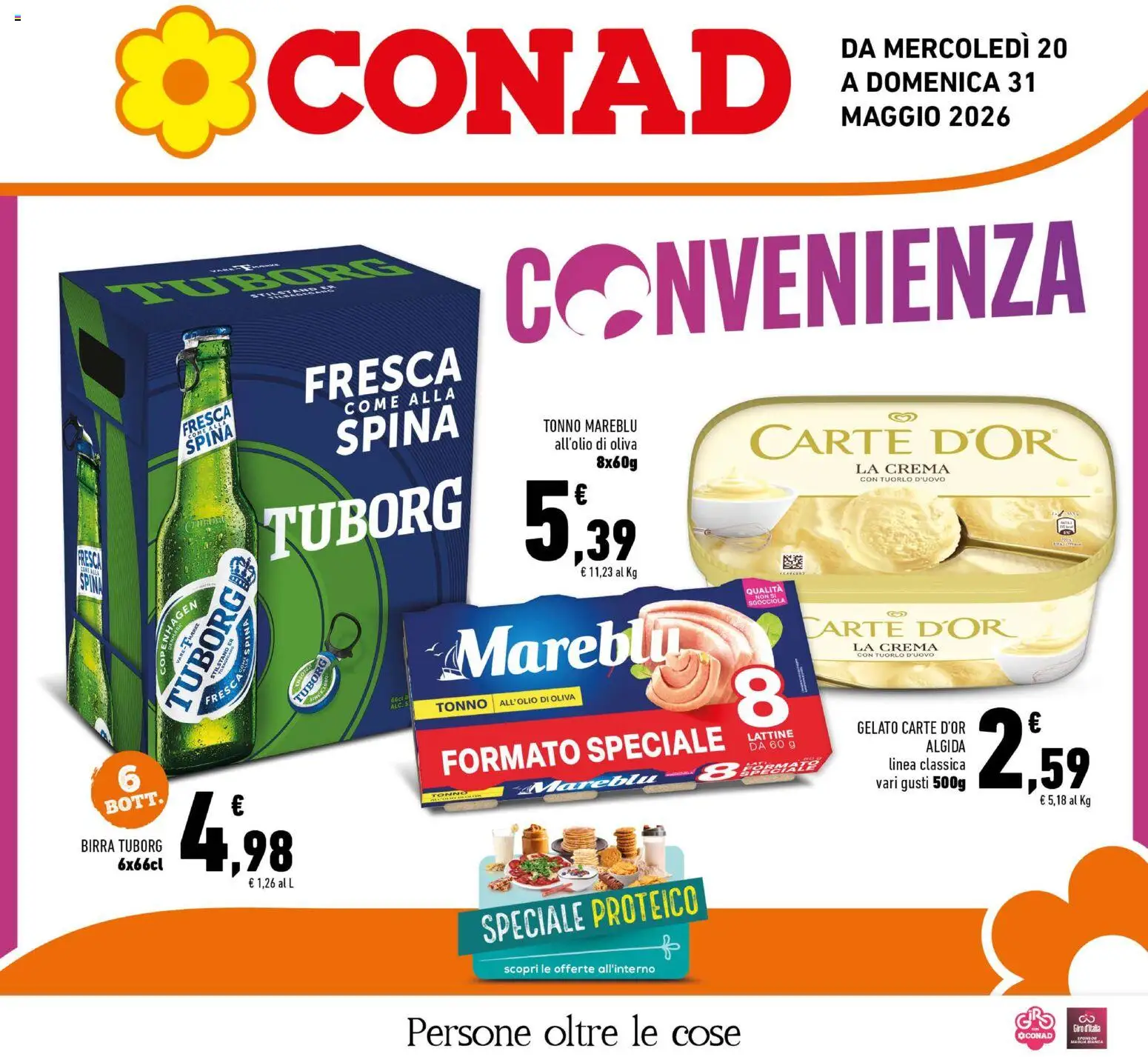 Volantino Conad del 20.05.2026 | Pagina: 1 | Prodotti: Crema, Birra, Gelato, Tonno