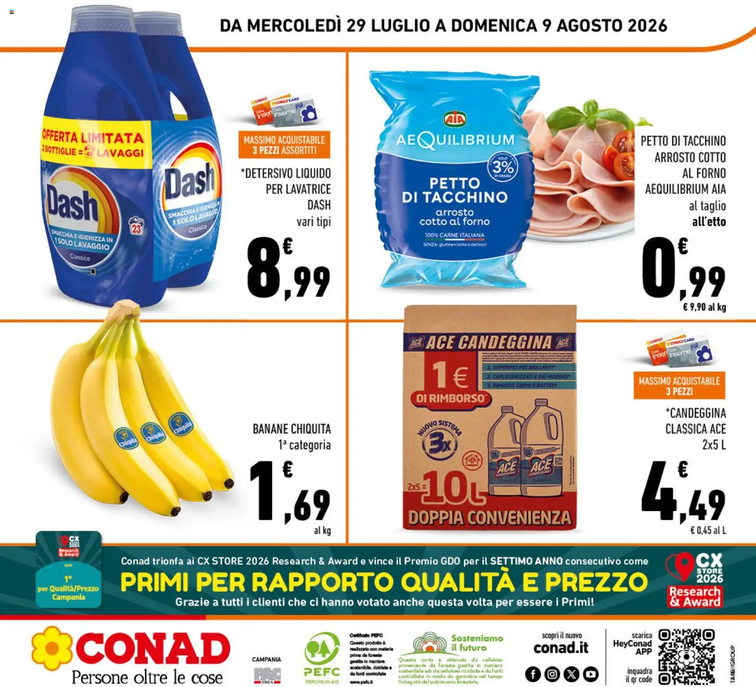 Volantino Conad del 29/07/2026 | Pagina: 24 | Prodotti: Arrosto, Tacchino, Latte, Lavatrice
