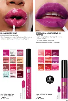 Ultra Colour sjaj za usne, Lip gloss in a tube with various color options shown in a palette. - pregled AVON kataloga - važi od 01.06.2026 | Strana: 65