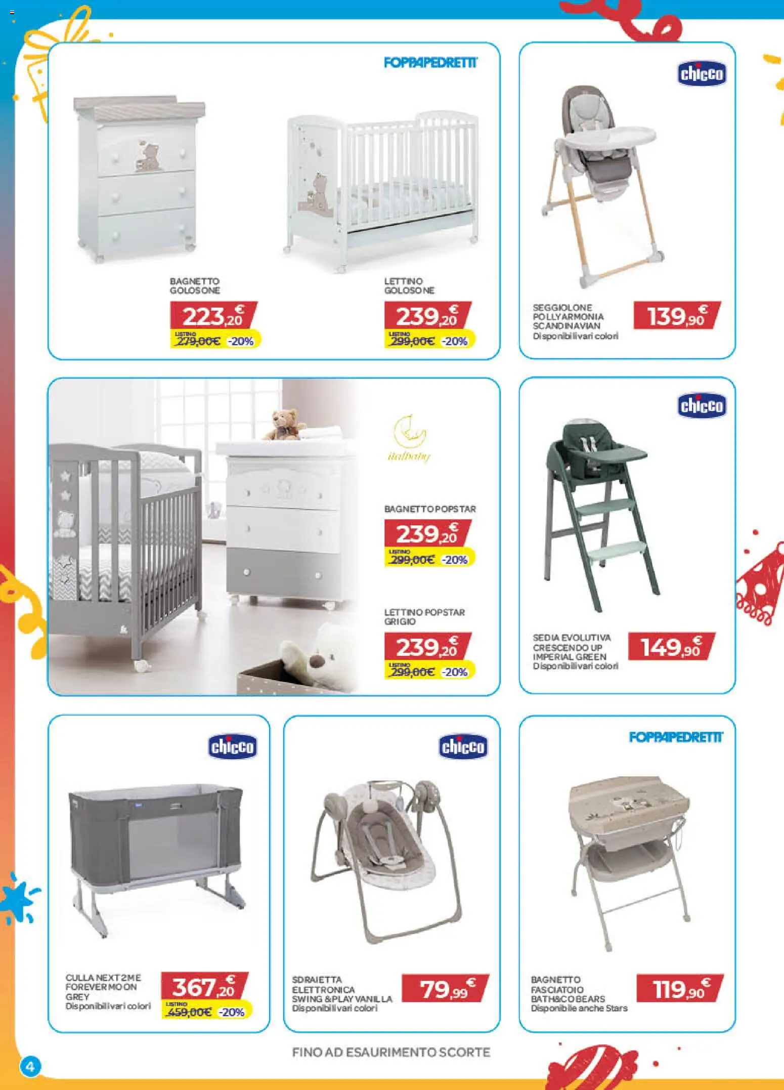 Volantino Bimbo store del 01/10/2026 | Pagina: 4 | Prodotti: Lettino, Culla, Sedia, Fasciatoio
