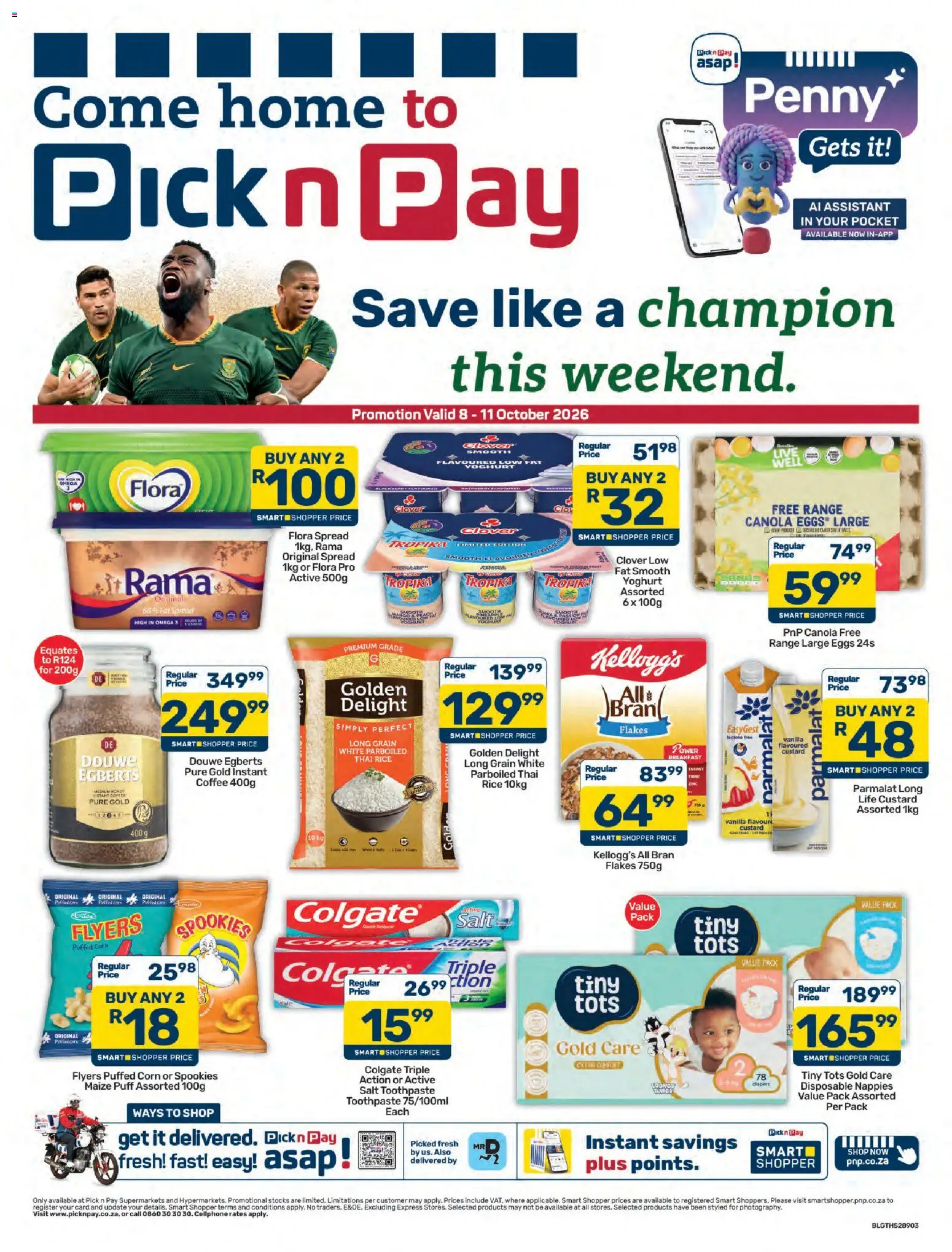 New Pick n Pay catalogue – valid from 08/10/2026 | Page: 1 | Products: Corn, Custard, Omega 3, Toothpaste