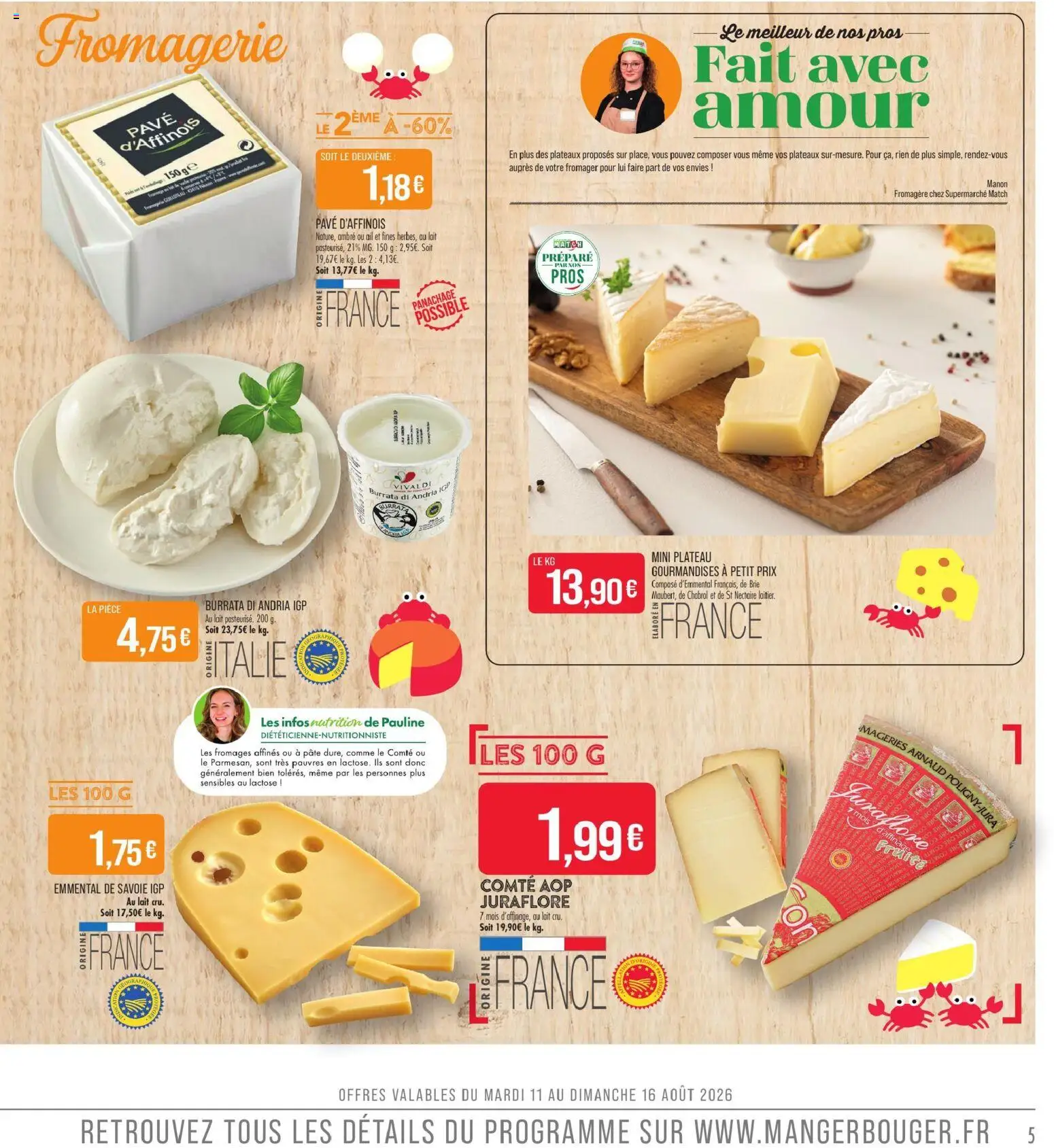 {H1} | Page: 5 | Produits: Plateau, Emmental, Burrata, Brie