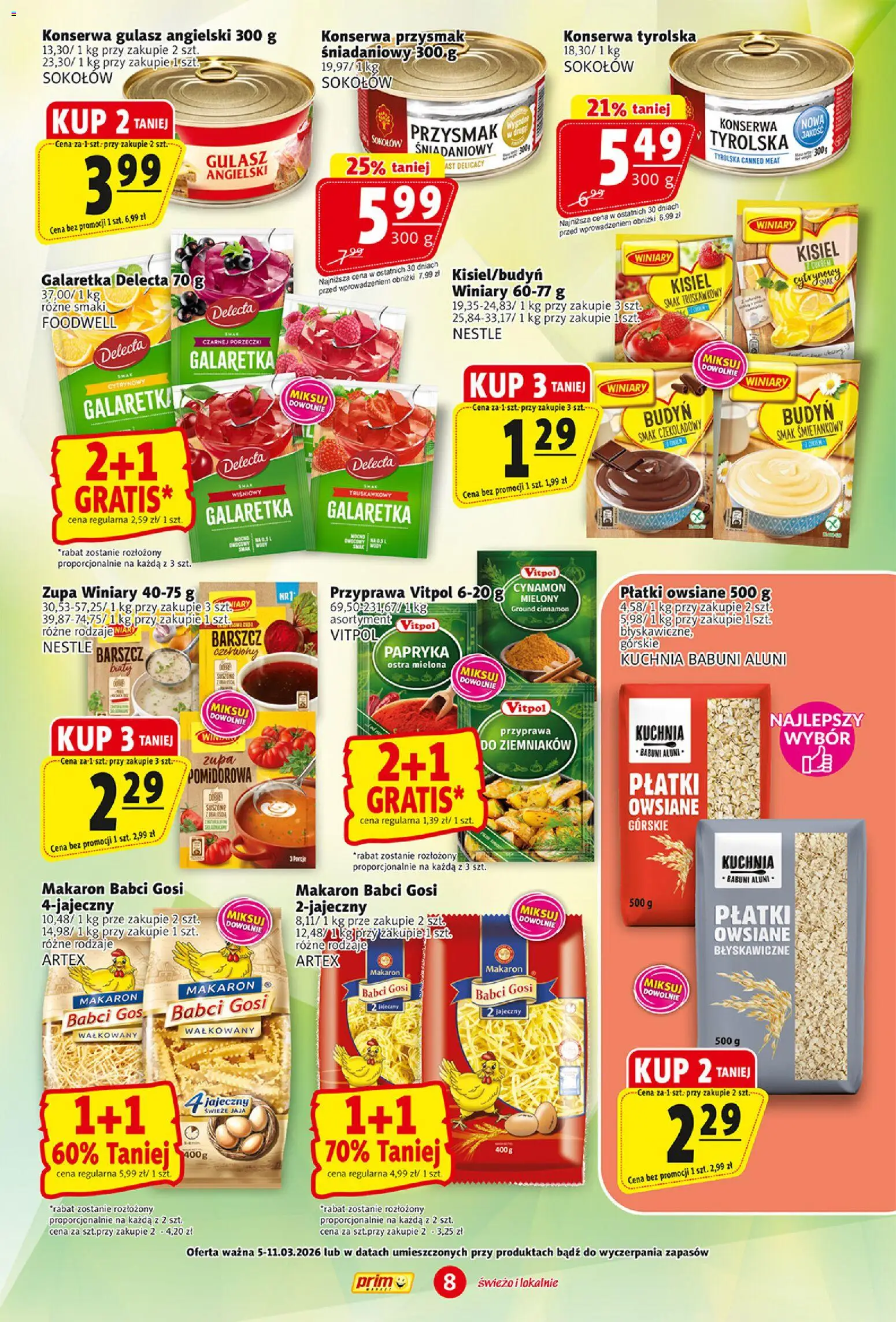 Prim Market gazetka od 05.03.2026 | Strona: 8 | Produkty: Papryka, Gulasz angielski, Zupa, Płatki