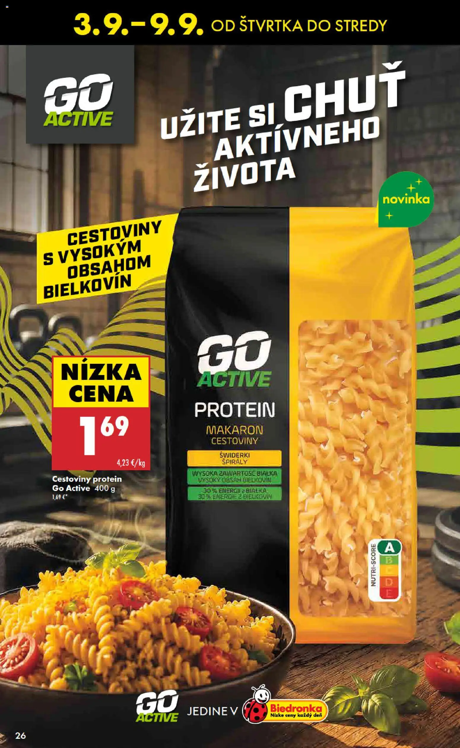 Nové Biedronka akcie – leták je platný od 03.09.2026 | Strana: 26 | Produkty: Cestoviny, Protein