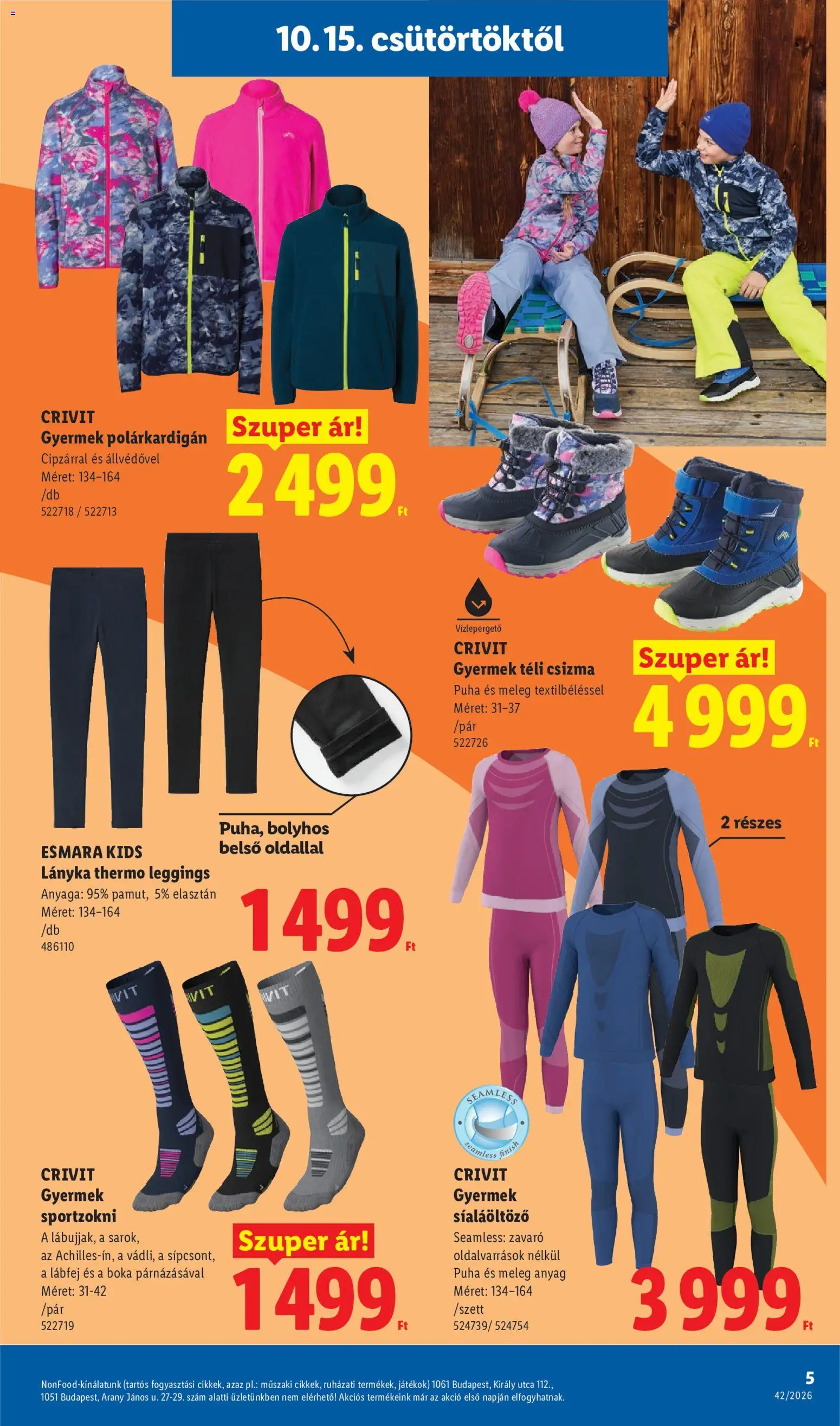 Lidl akciós ujság - amely érvényes a következő dátumtól: 2026.10.15. | Oldal: 5 | Termékek: Játékok, Crivit, Finish, Leggings