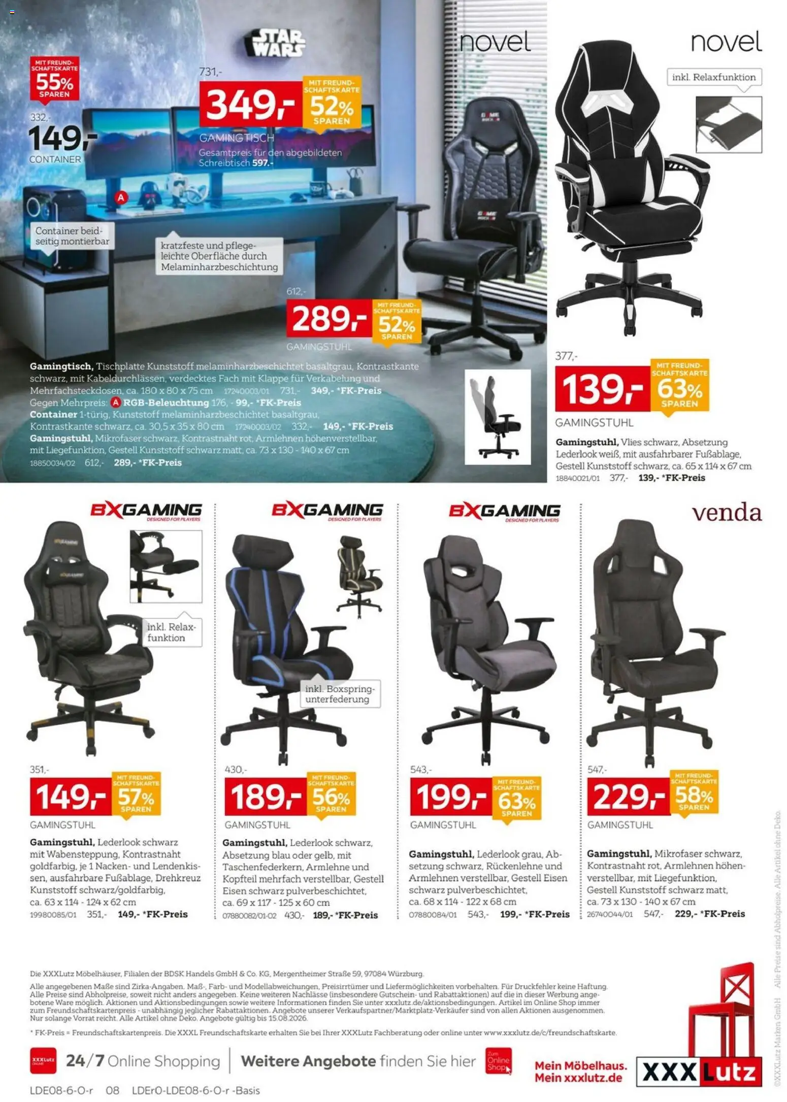 XXXLutz Büro Spezial – gültig ab 01.08.2026 | Seite: 8 | Produkte: Gamingstuhl