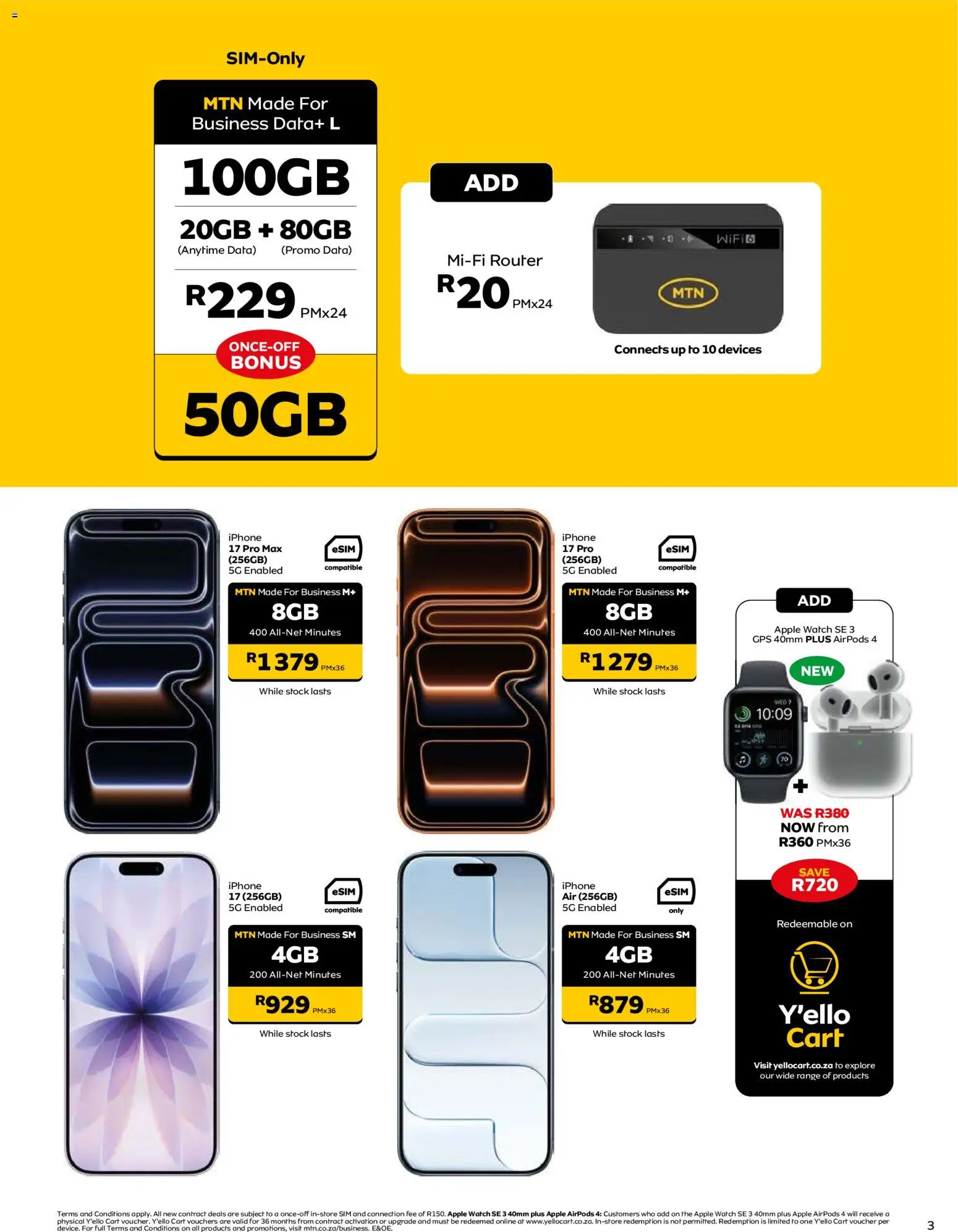 New MTN catalogue – valid from 07/08/2026 | Page: 3 | Products: Data, Sim, Router, Stock