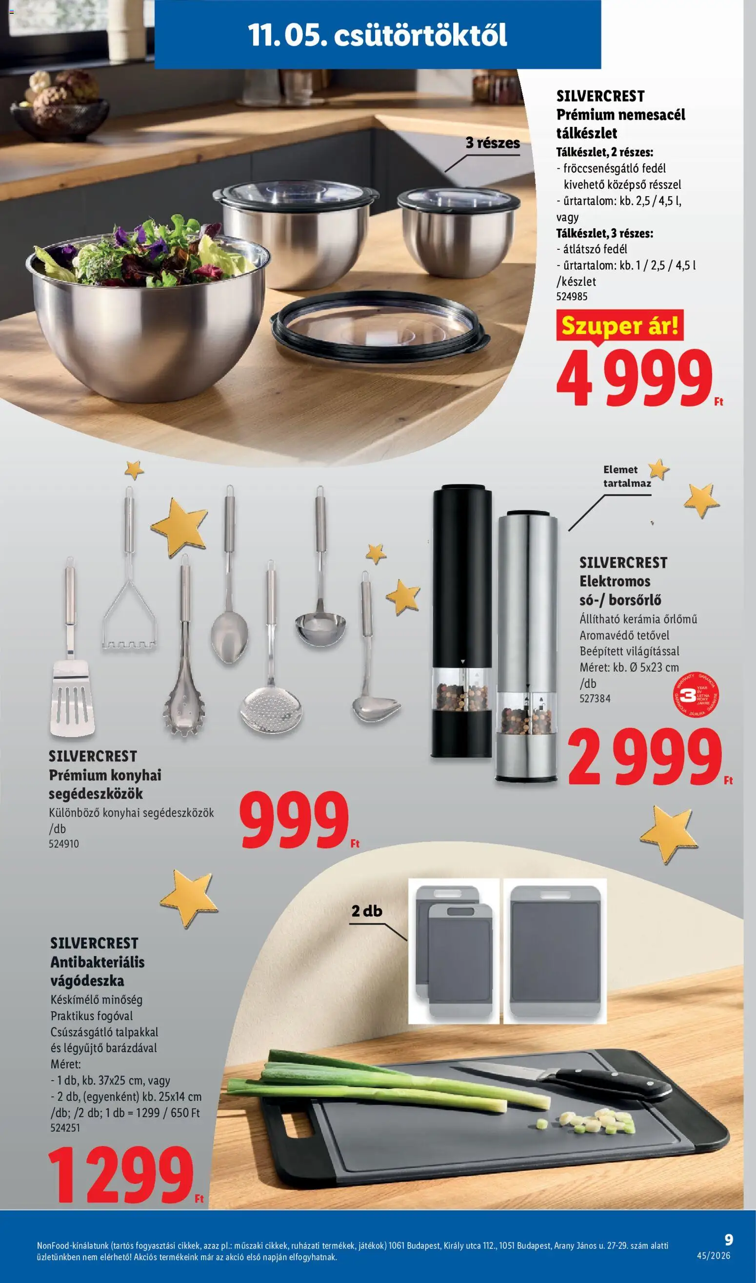 Lidl akciós ujság - amely érvényes a következő dátumtól: 2026.11.05. | Oldal: 9 | Termékek: Vágódeszka, Játékok, SilverCrest