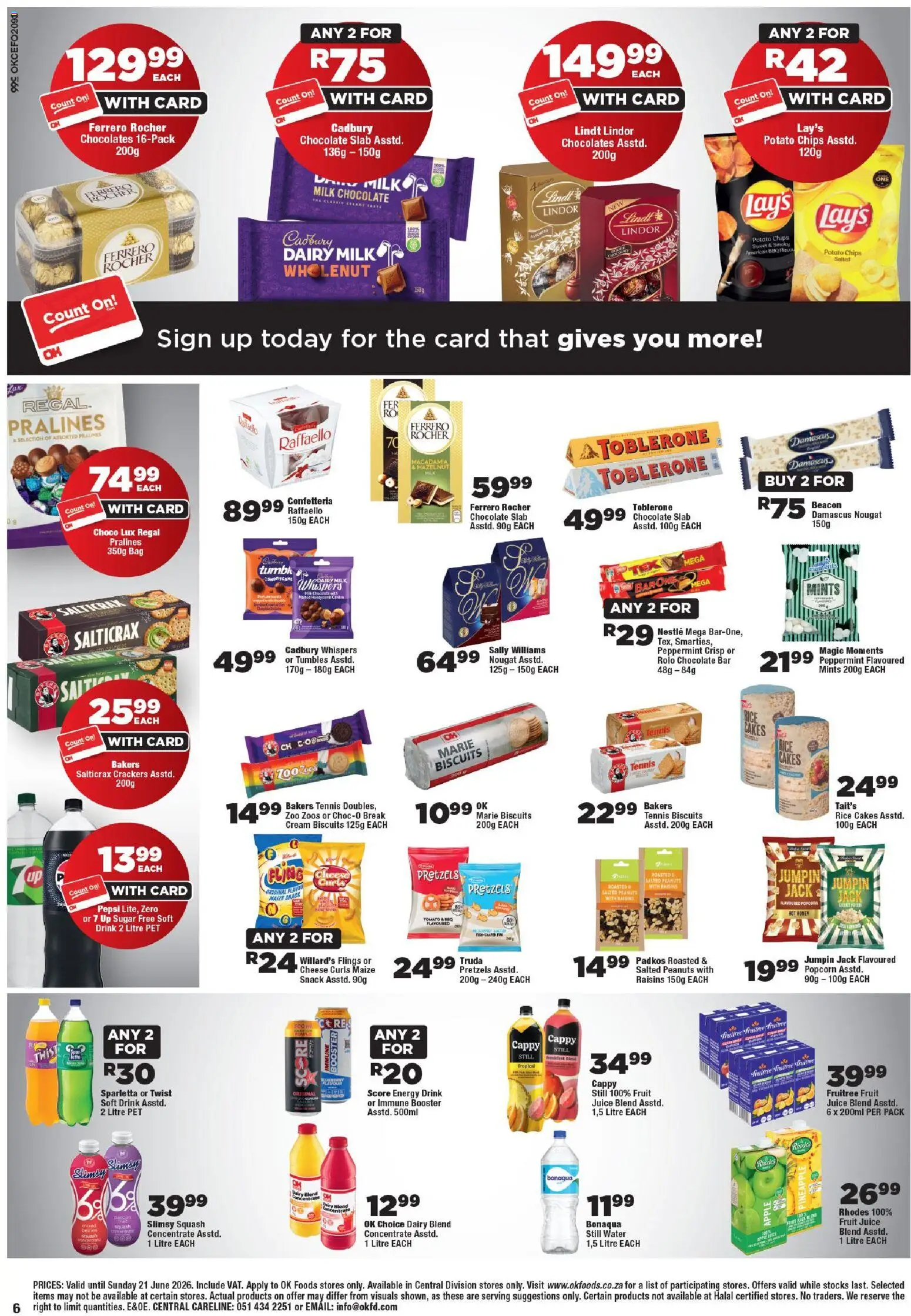 New OK Foods catalogue – valid from 10.06.2026 | Page: 6 | Products: Rice cakes, Chocolate, Peanuts, Sugar