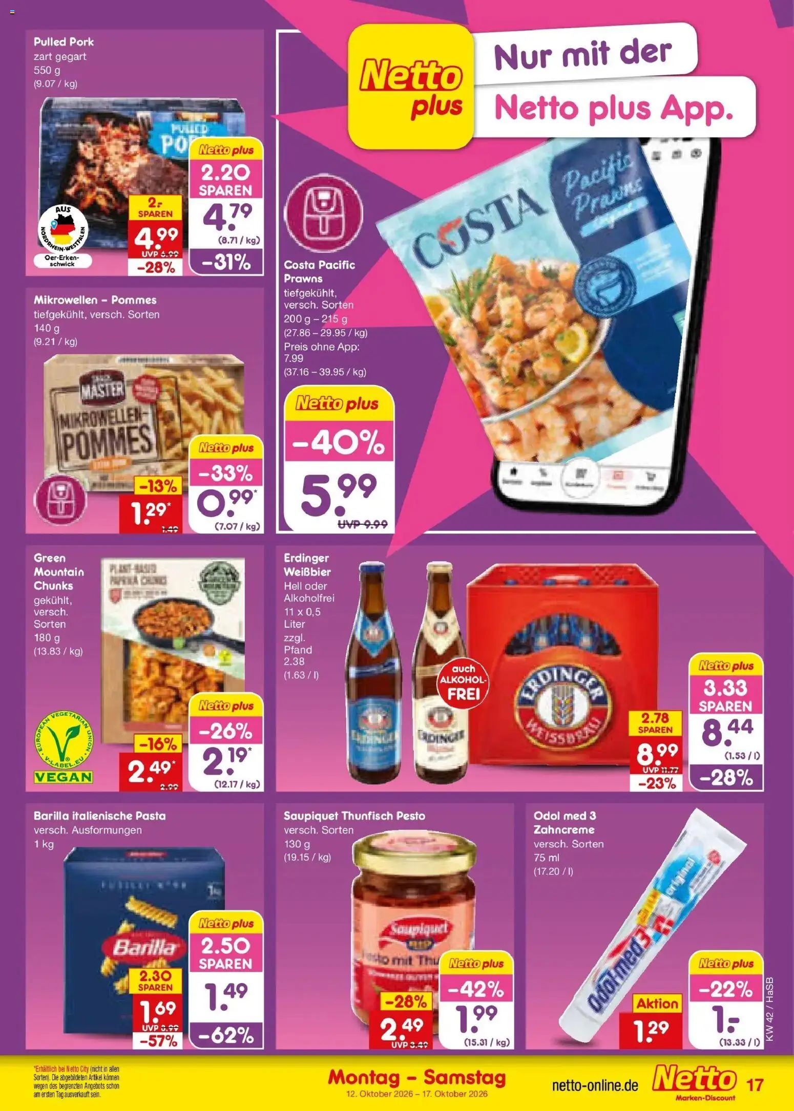 Netto Marken-Discount Prospekt Unna (ab 12.10.2026) » Angebote | Seite: 19 | Produkte: Erdinger, Thunfisch, Alkohol, Pasta