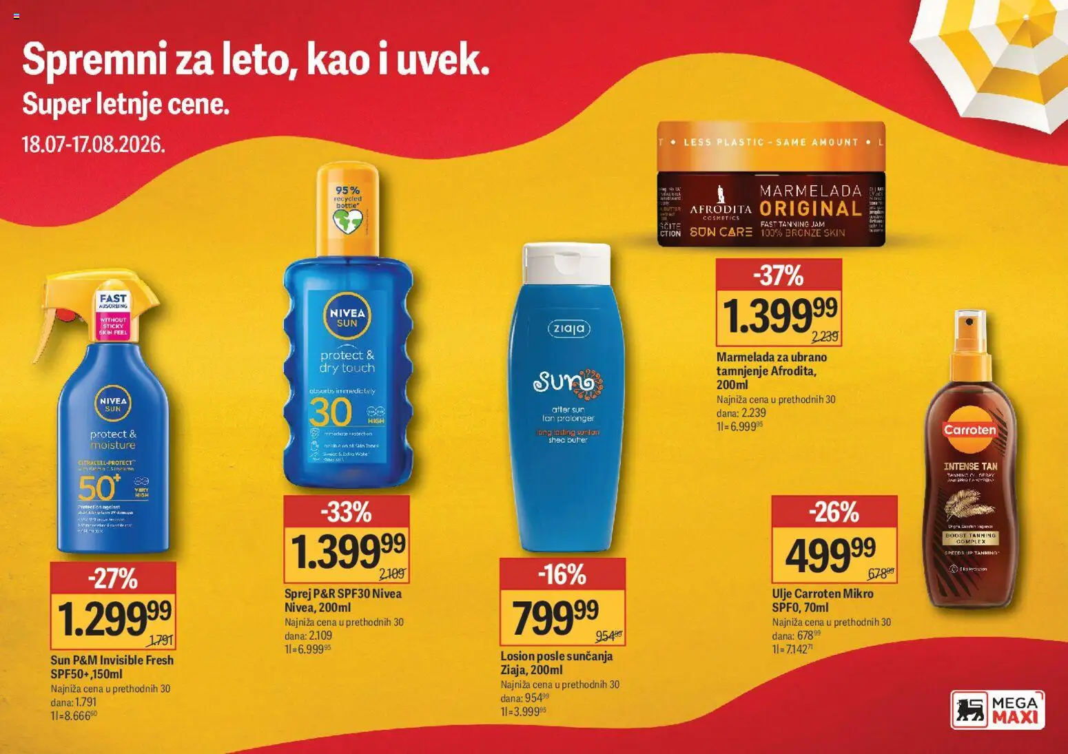 Mega Maxi katalog - važi od 18.07.2026 | Strana: 1 | Proizvode: Nivea, Ulje
