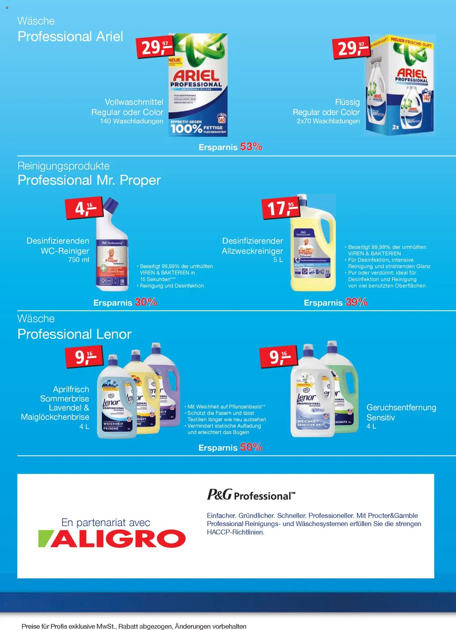 Aligro aktionen P&G Schlieren, Gossau SG, Frauenfeld, Rapperswil-Jona ...