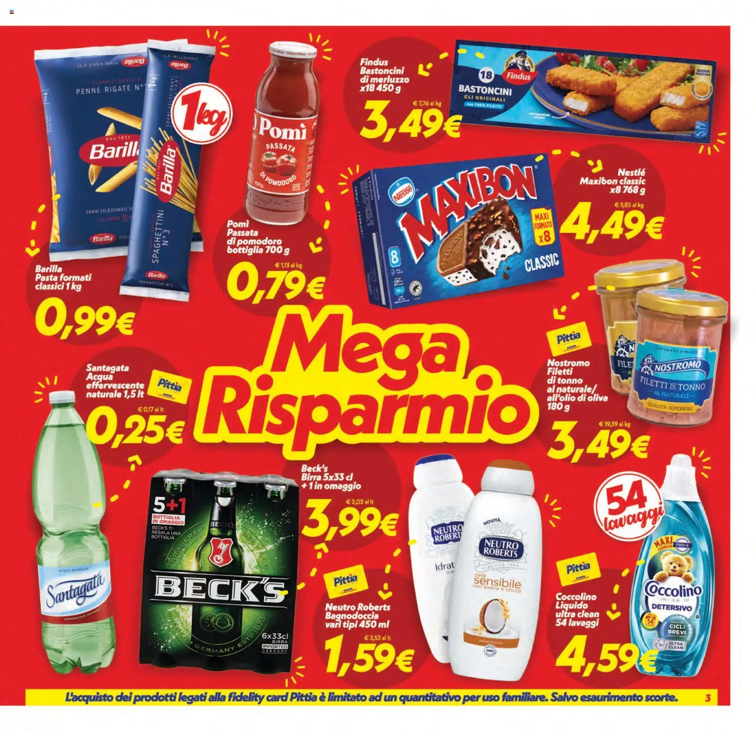 Volantino SuperConveniente del 31/07/2026 | Pagina: 3 | Prodotti: Merluzzo, Pomodoro, Pasta, Passata di pomodoro