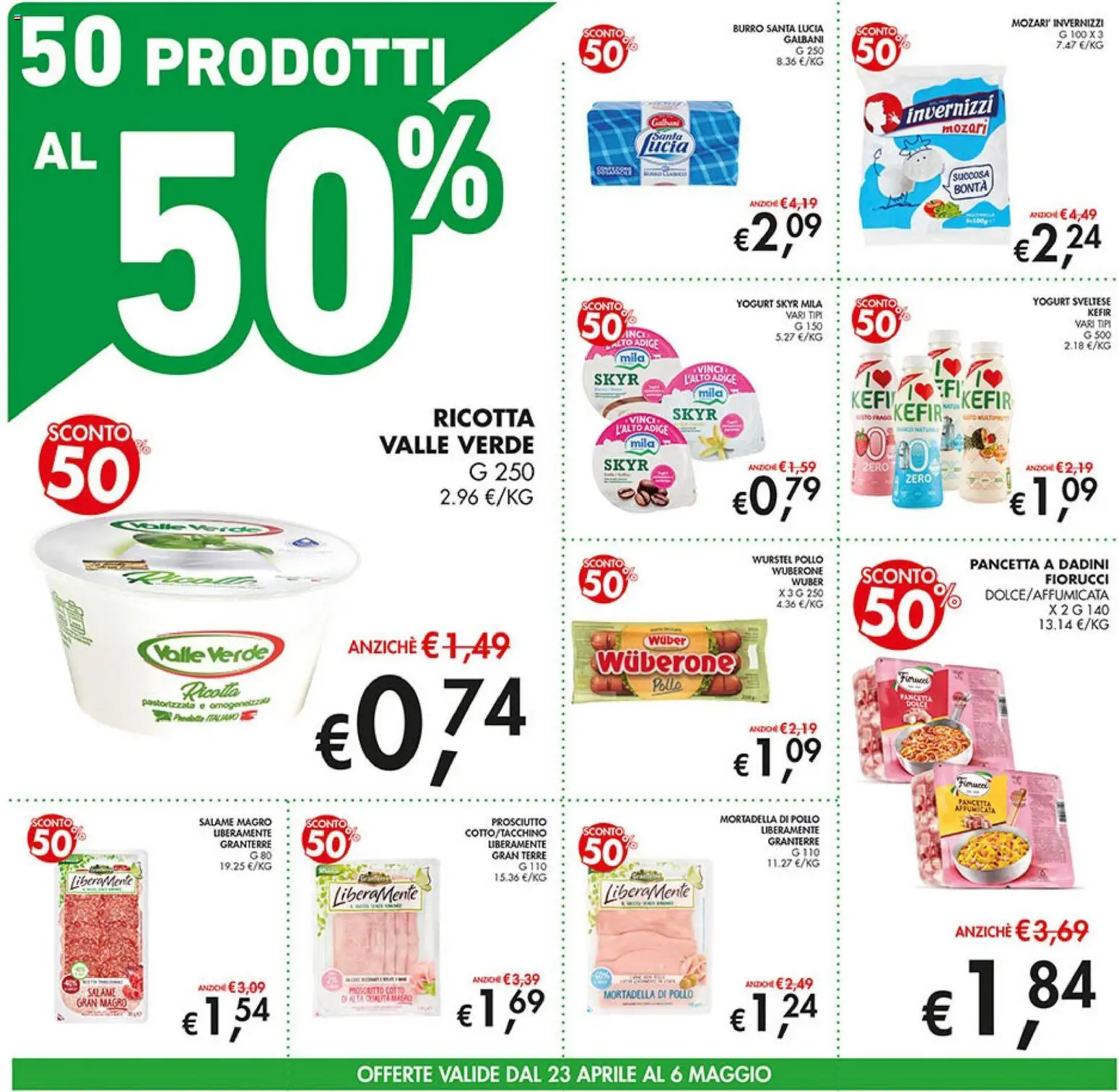 Volantino Coal del 23.04.2026 | Pagina: 2 | Prodotti: Prosciutto, Burro, Wurstel, Mortadella