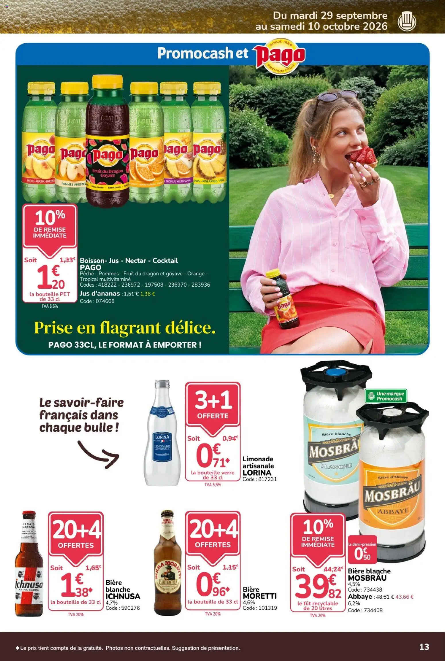 {H1} | Page: 13 | Produits: Biere blanche, Bouteille, Jus, Cocktail