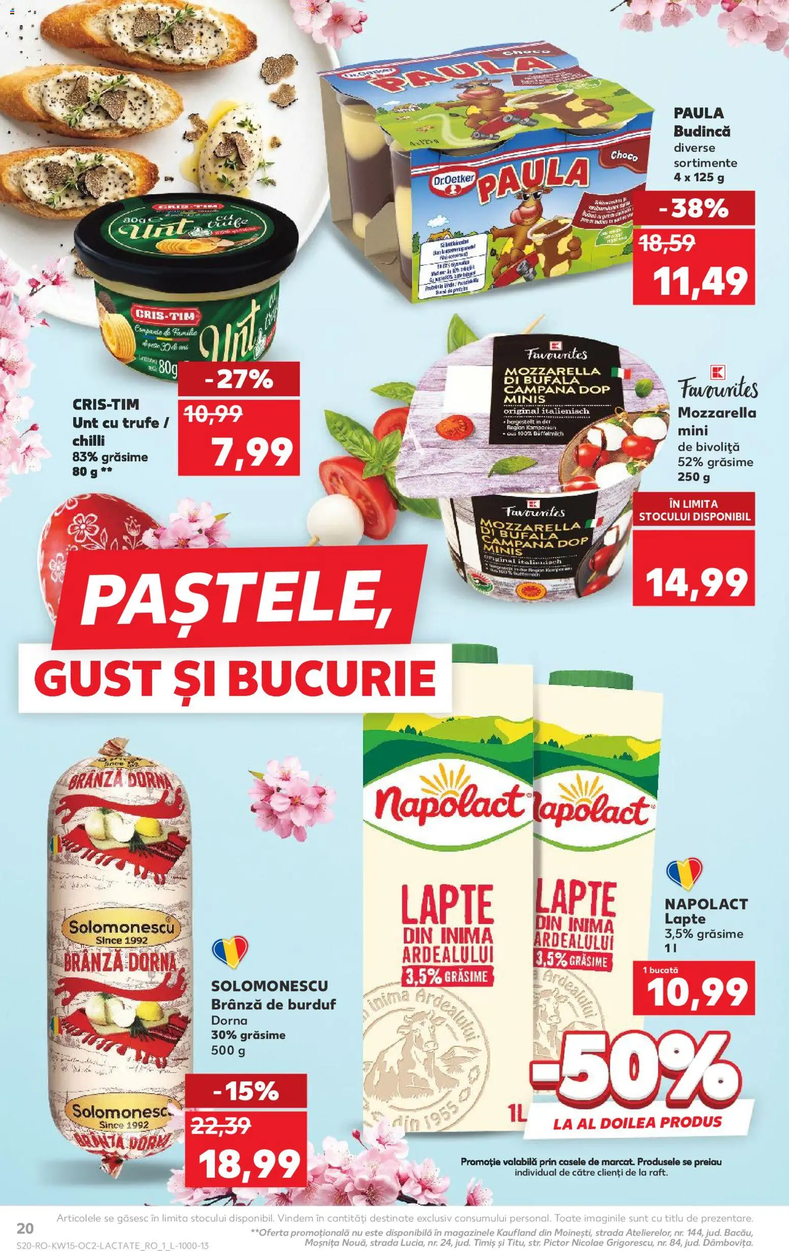 Noul catalog Kaufland – valabil de la 08.04.2026 | Pagină: 20 | Produse: Raft, Mozzarella, Lapte, Brânză