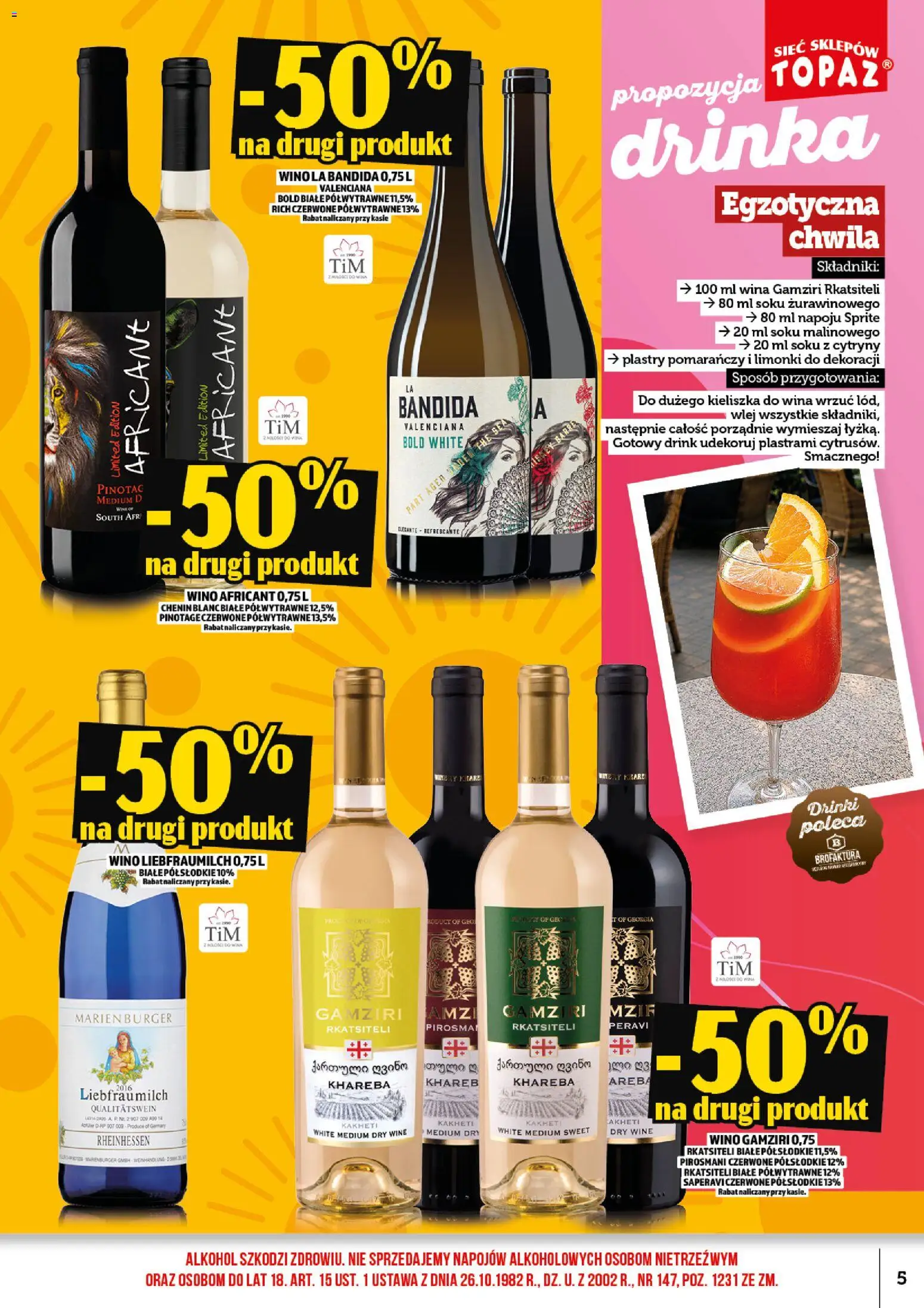 Topaz gazetka alkoholowa od 01.08.2026 | Strona: 7 | Produkty: Sprite, Cytryny, Wino, Alkohol