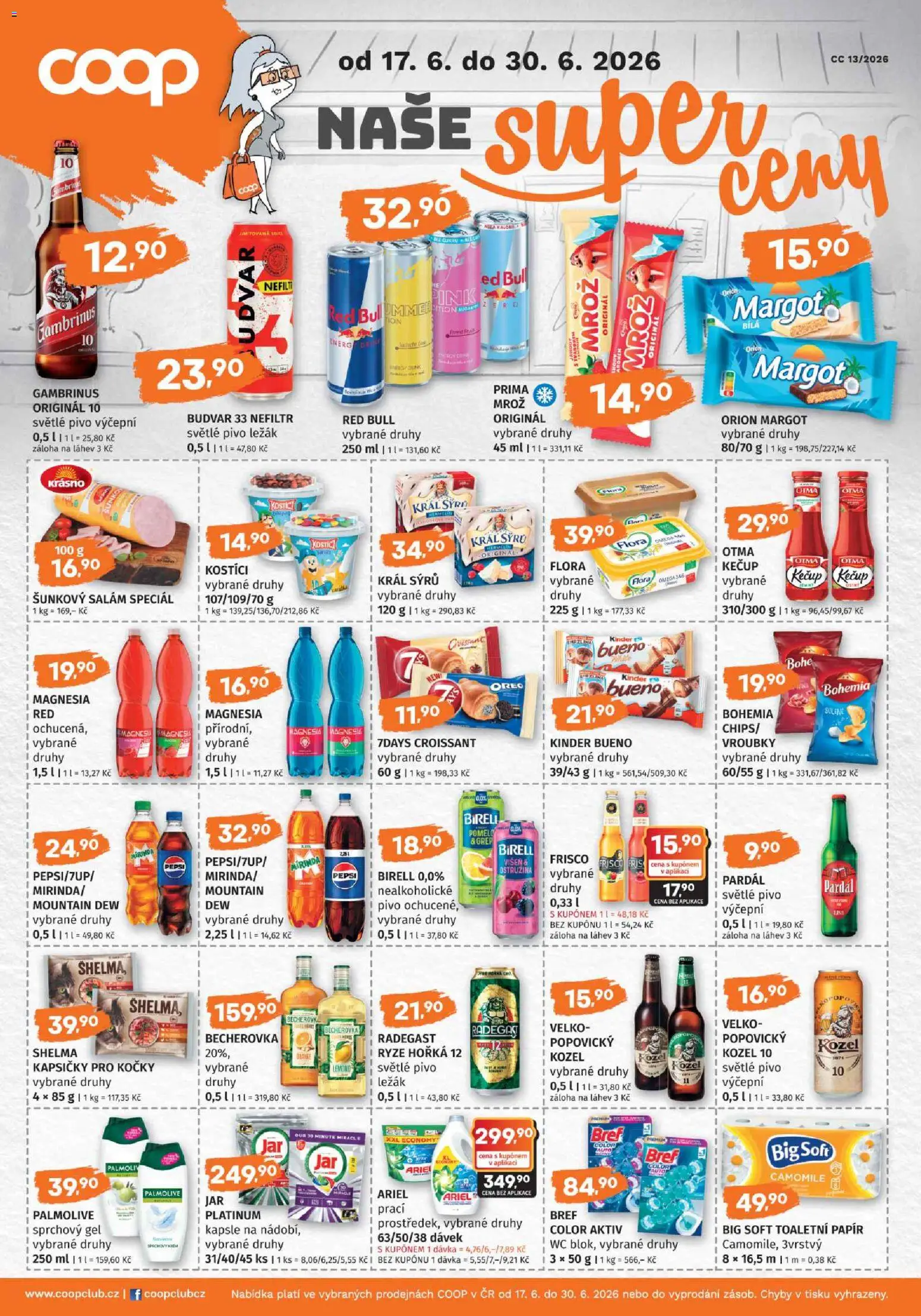 Konzum leták od 17.06.2026 | Strana: 4 | Produkty: Pardál, Kapsle, Ariel, Budvar 33