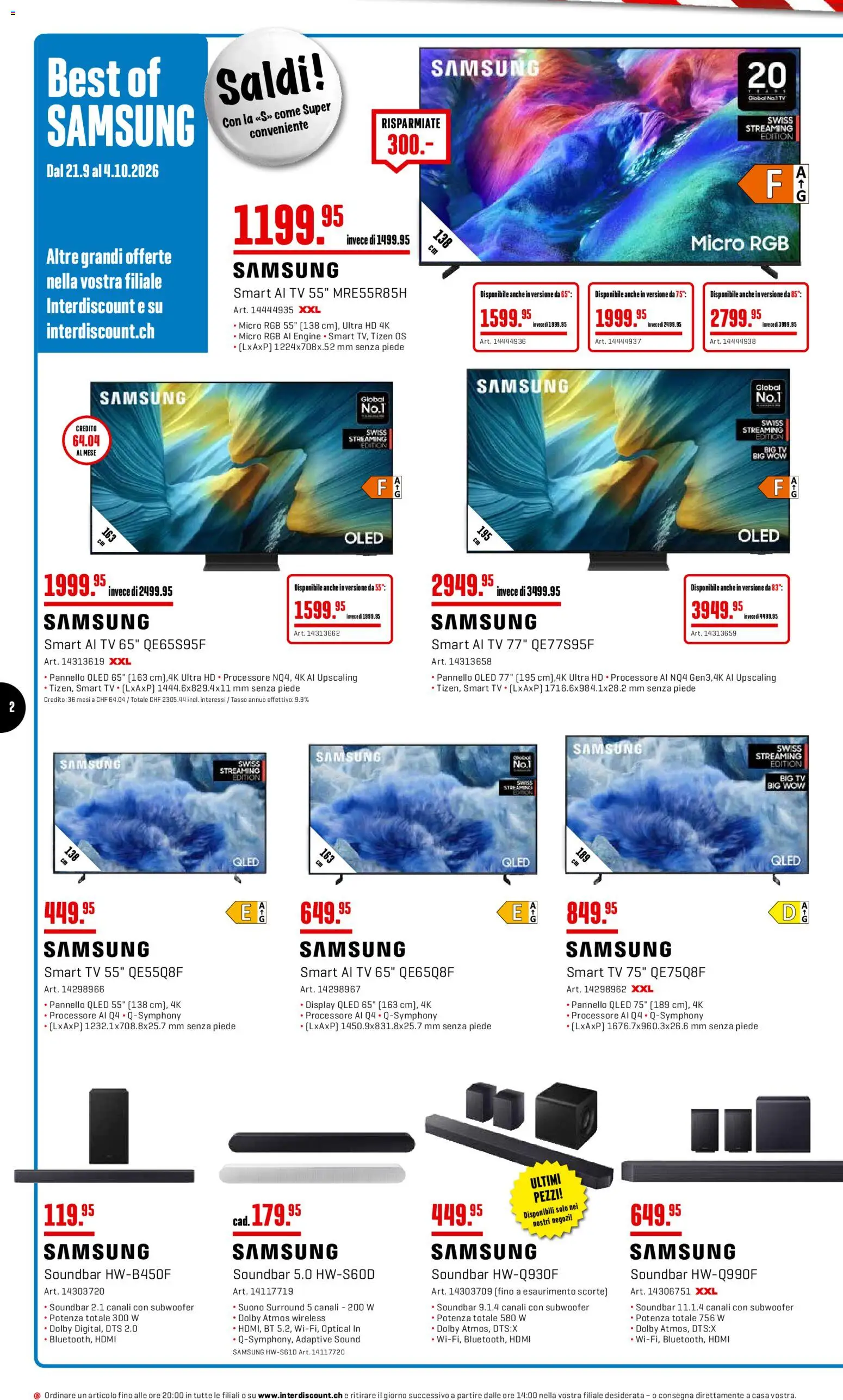 Interdiscount aktionen IT – gültig ab 21.09.2026 | Seite: 2 | Produkte: Soundbar, TV, Samsung