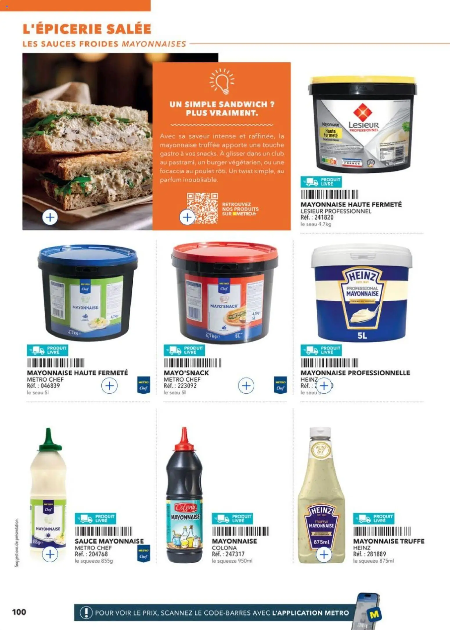 {H1} | Page: 100 | Produits: Sandwich, Parfum, Mayonnaise, Livre