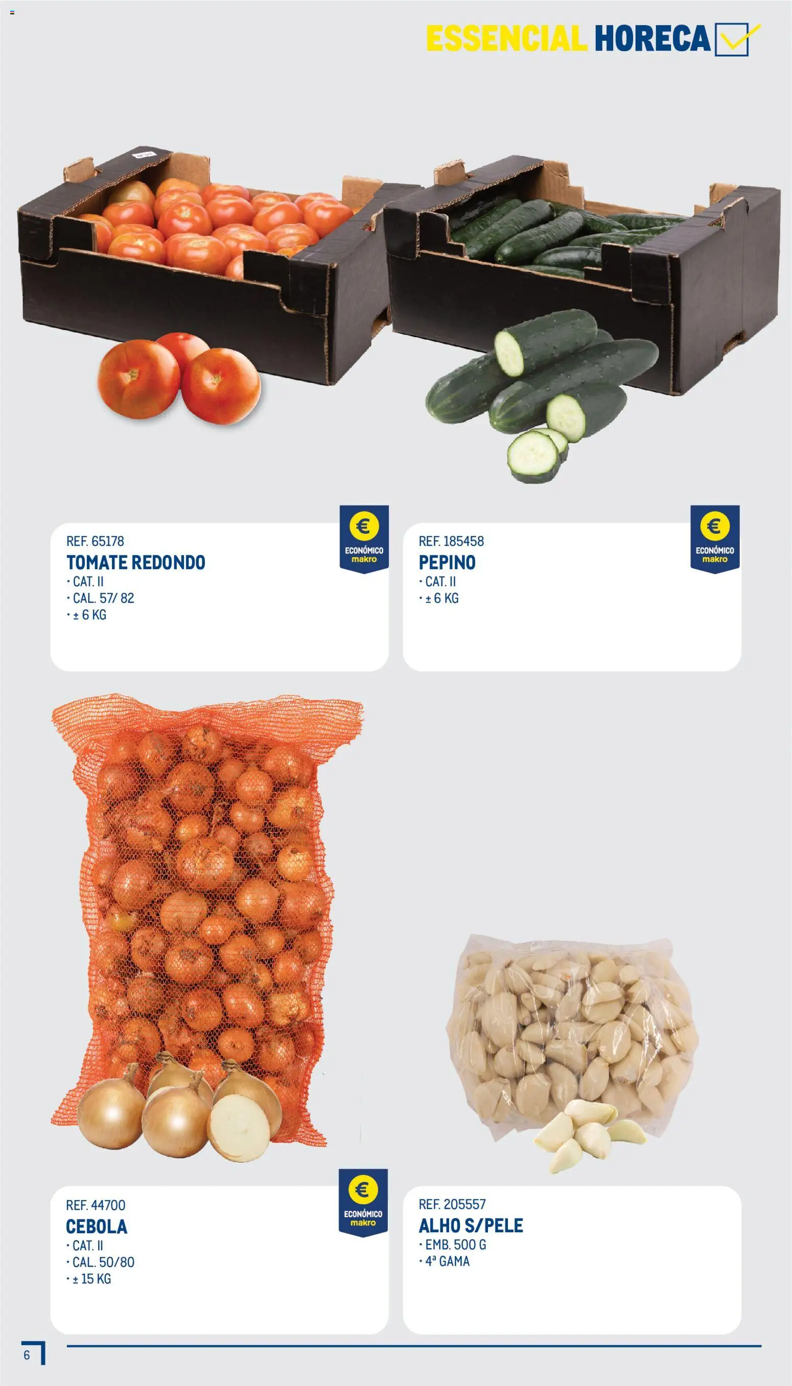 Makro Guia Essenciais │ válido de 12/10/2026 | Página: 6 | Produtos: Pepino, Cebola, Tomate, Alho