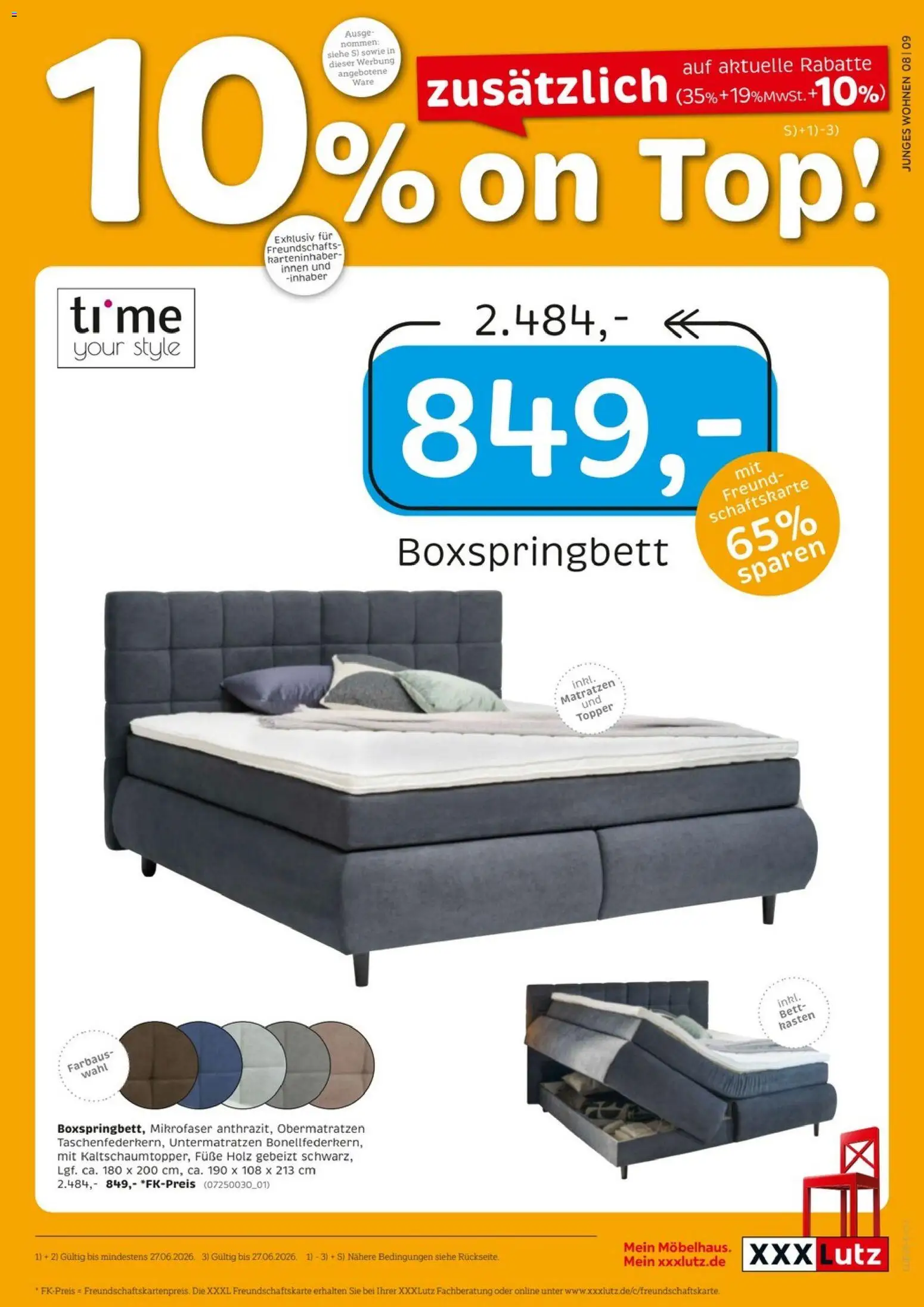 XXXLutz Junges Wohnen – gültig ab 10.06.2026 | Seite: 9 | Produkte: Top, Bett, Boxspringbett, Topper