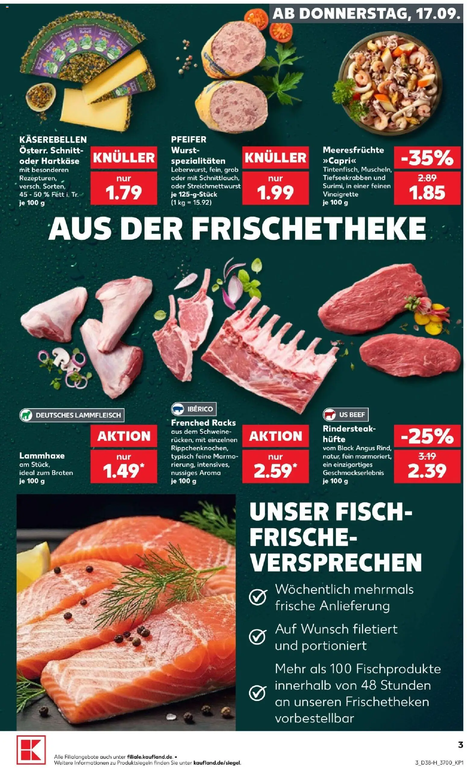 Kaufland Prospekt Rostock – gültig ab 17.09.2026 | Seite: 3 | Produkte: Spezialitäten, Fisch, Meeresfrüchte, Wurst