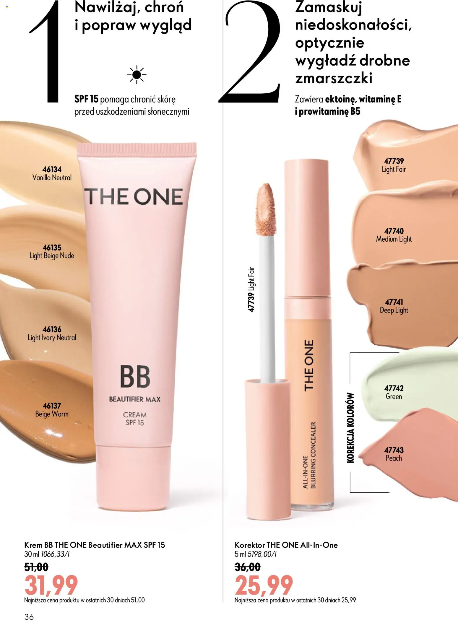 Oriflame Katalog 10 2026 od 08.07.2026 | Strona: 36 | Produkty: Korektor, krem BB, Krem