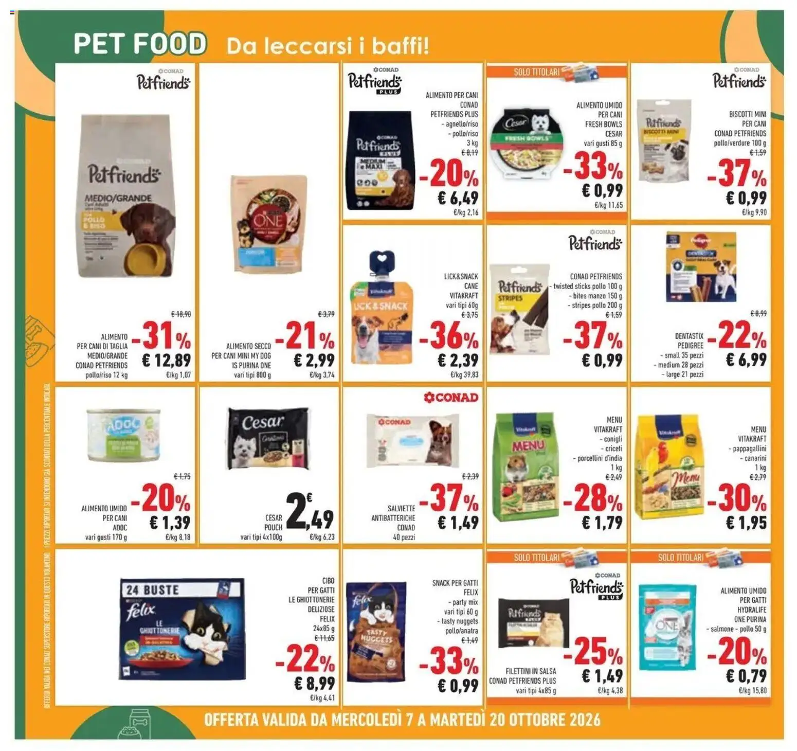Volantino Conad del 07/10/2026 | Pagina: 36 | Prodotti: Pollo, Manzo, Salviette antibatteriche, Nuggets