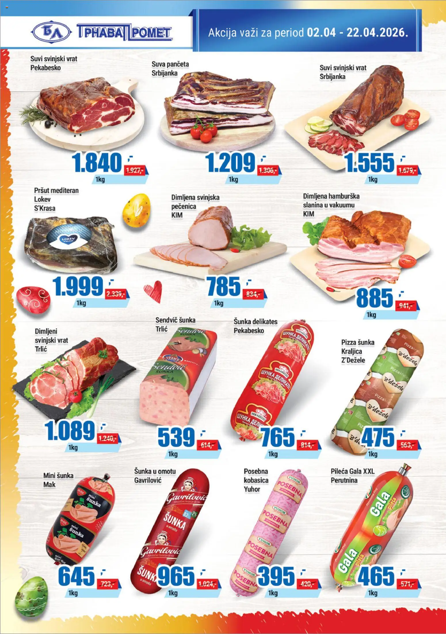 Trnava Promet katalog - važi od 02.04.2026 | Strana: 2 | Proizvode: Mak, Svinjski vrat, Kobasica, Pečenica