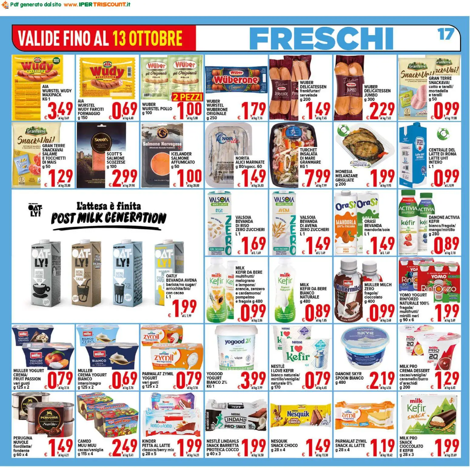 Volantino Ipertriscount del 02/10/2026 | Pagina: 17 | Prodotti: Insalata, Latte, Yogurt bianco, Alici