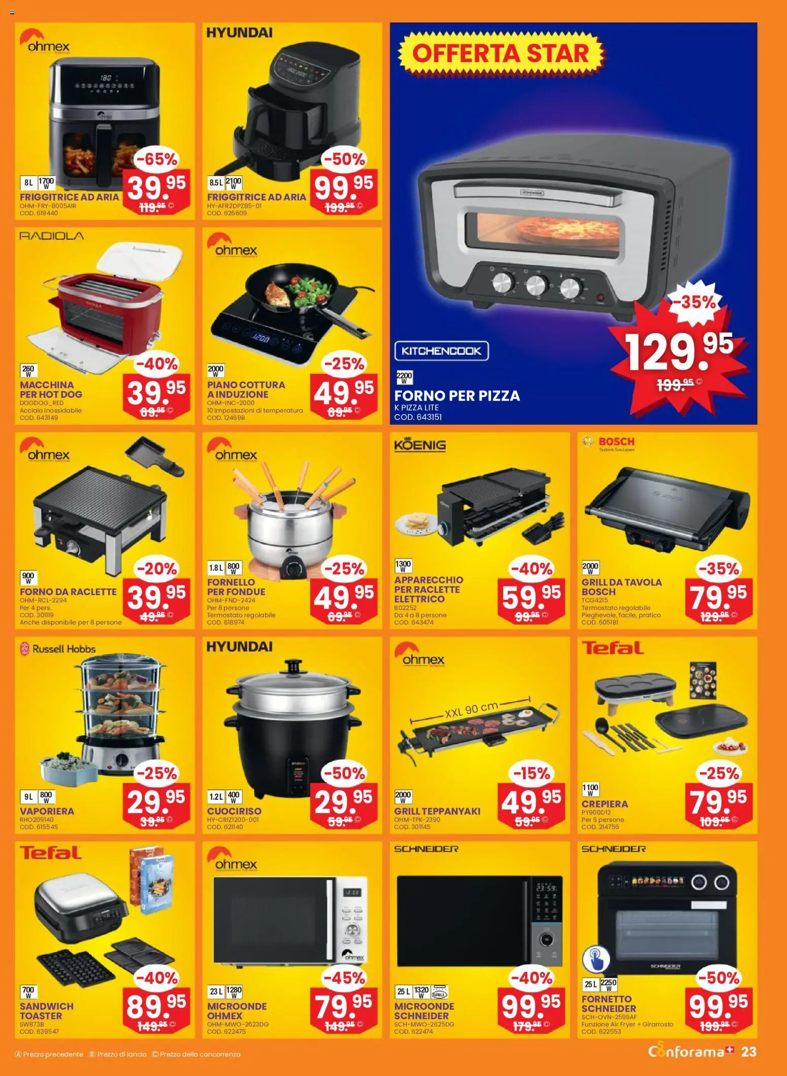 Conforama aktionen IT – gültig ab 30.09.2026 | Seite: 23 | Produkte: Toaster, Pizza, Raclette, Fondue