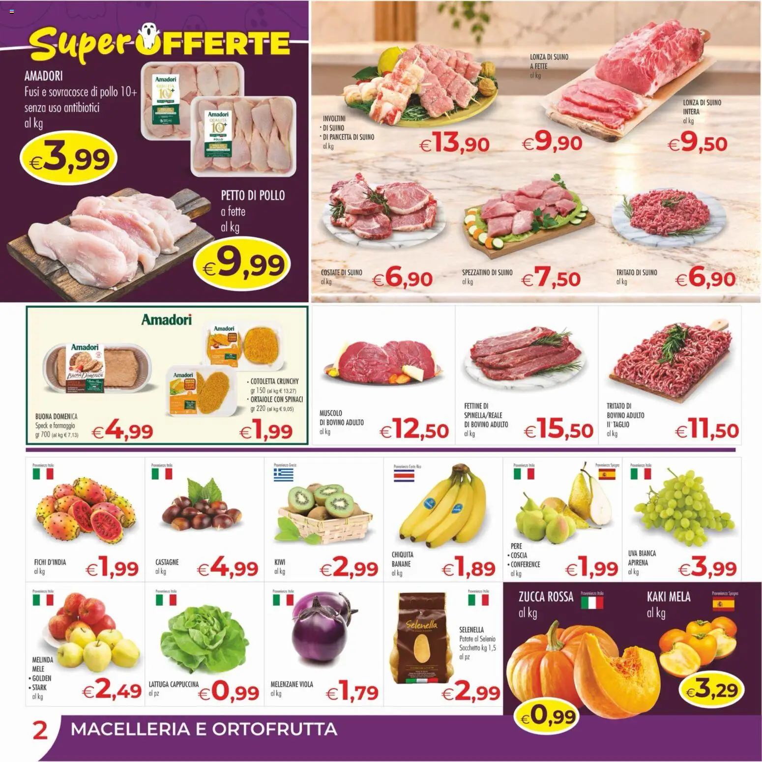 Volantino MerSi Supermercati del 21/10/2026 | Pagina: 2 | Prodotti: Mele, Kiwi, Pancetta, Uva