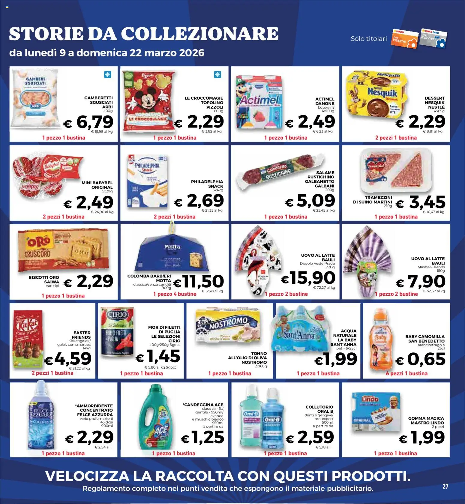 Volantino Conad del 11.03.2026 | Pagina: 27 | Prodotti: Biscotti, Suino, Latte, Tonno