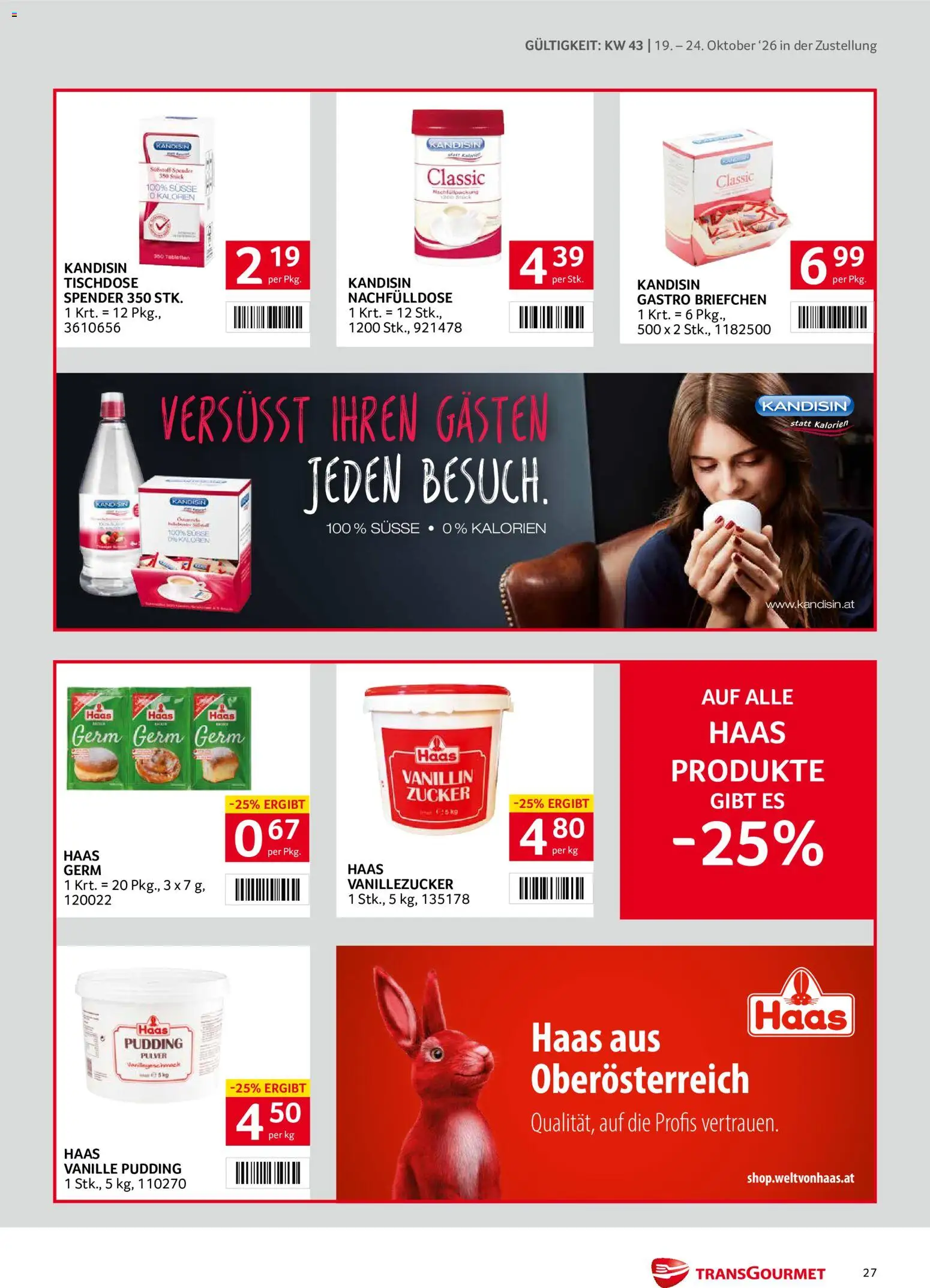 Transgourmet Flugblatt gültig ab 19.10.2026 | Seite: 27 | Produkte: Zucker, Vanille