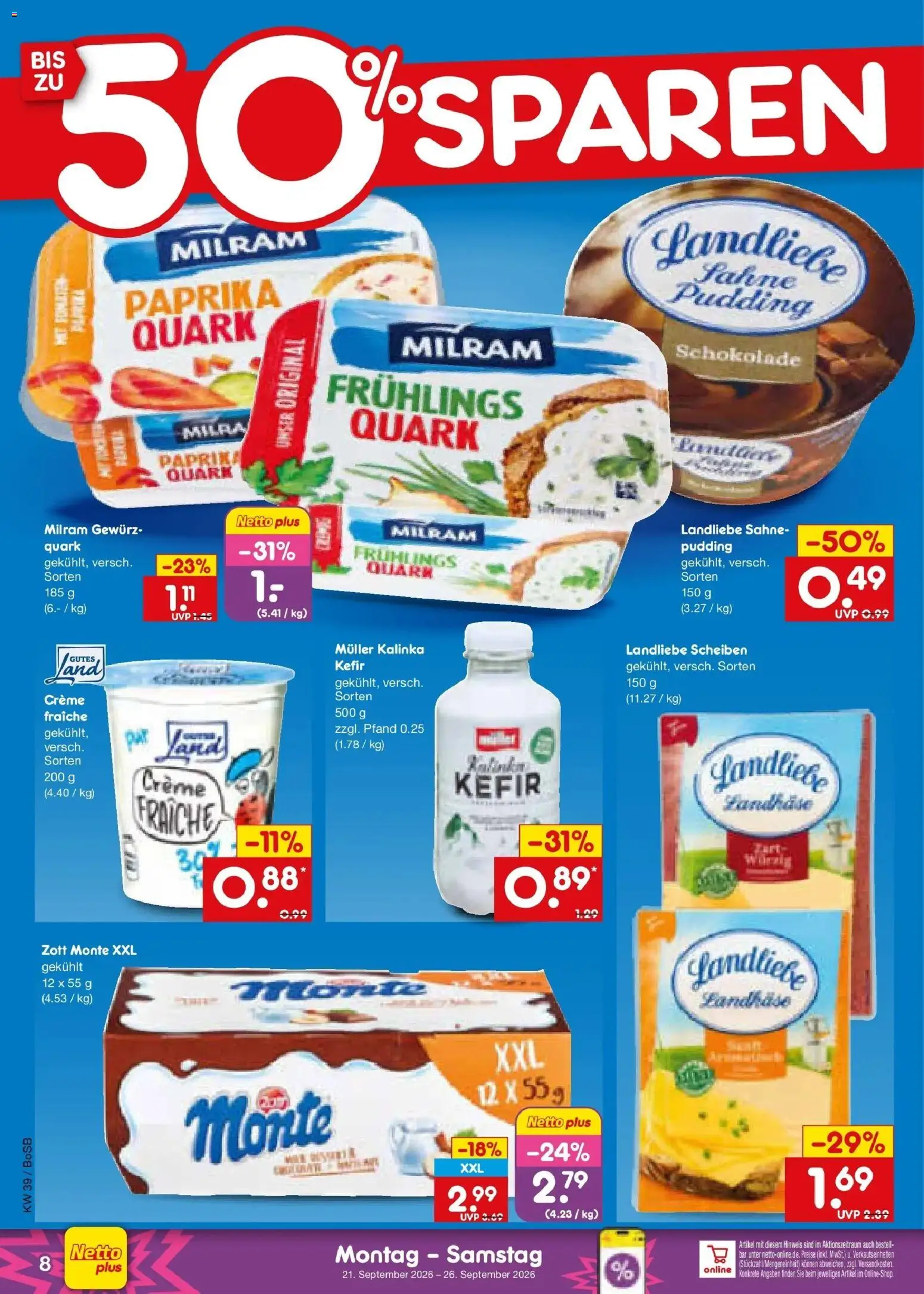 Netto Marken-Discount Prospekt Bochum – gültig ab 21.09.2026 | Seite: 12 | Produkte: Kefir, Pudding, Creme, Paprika