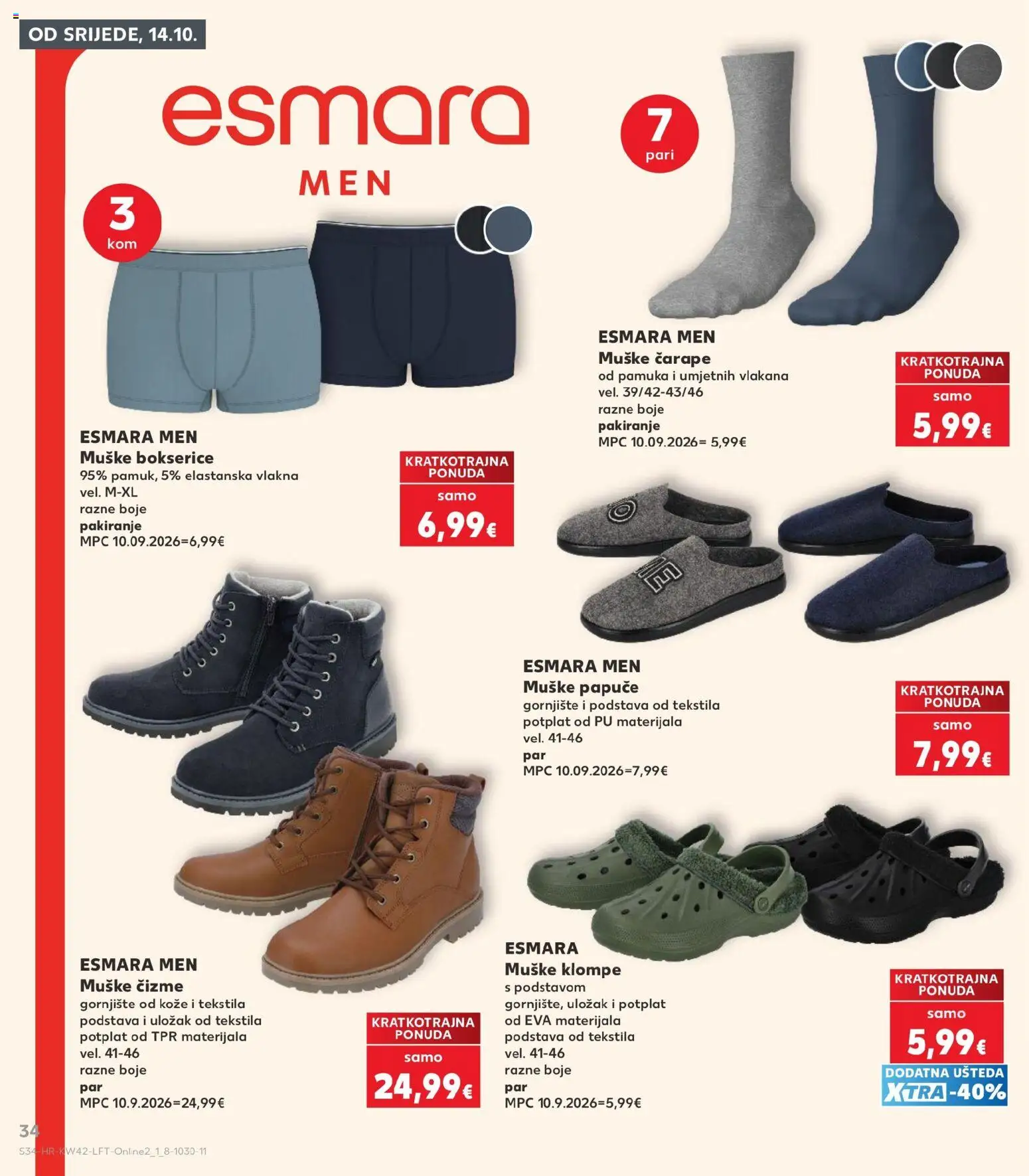 Kaufland katalog | vrijedi od 14.10.2026 | Stranica: 34 | Proizvodi: Muške bokserice, Čarape, Čizme, Papuče